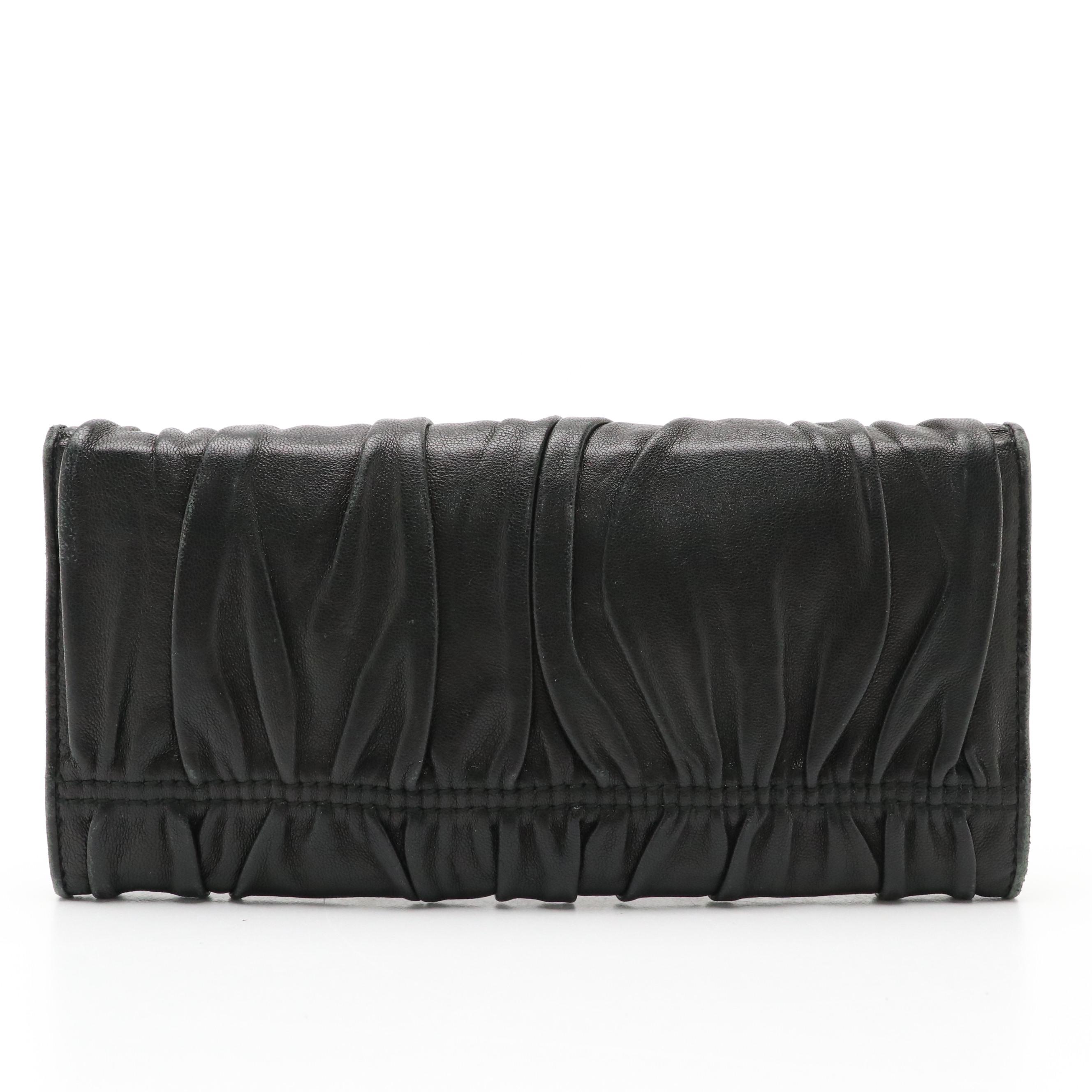 Prada Bifold Long Wallet in Black Nappa Gaufre Leather
