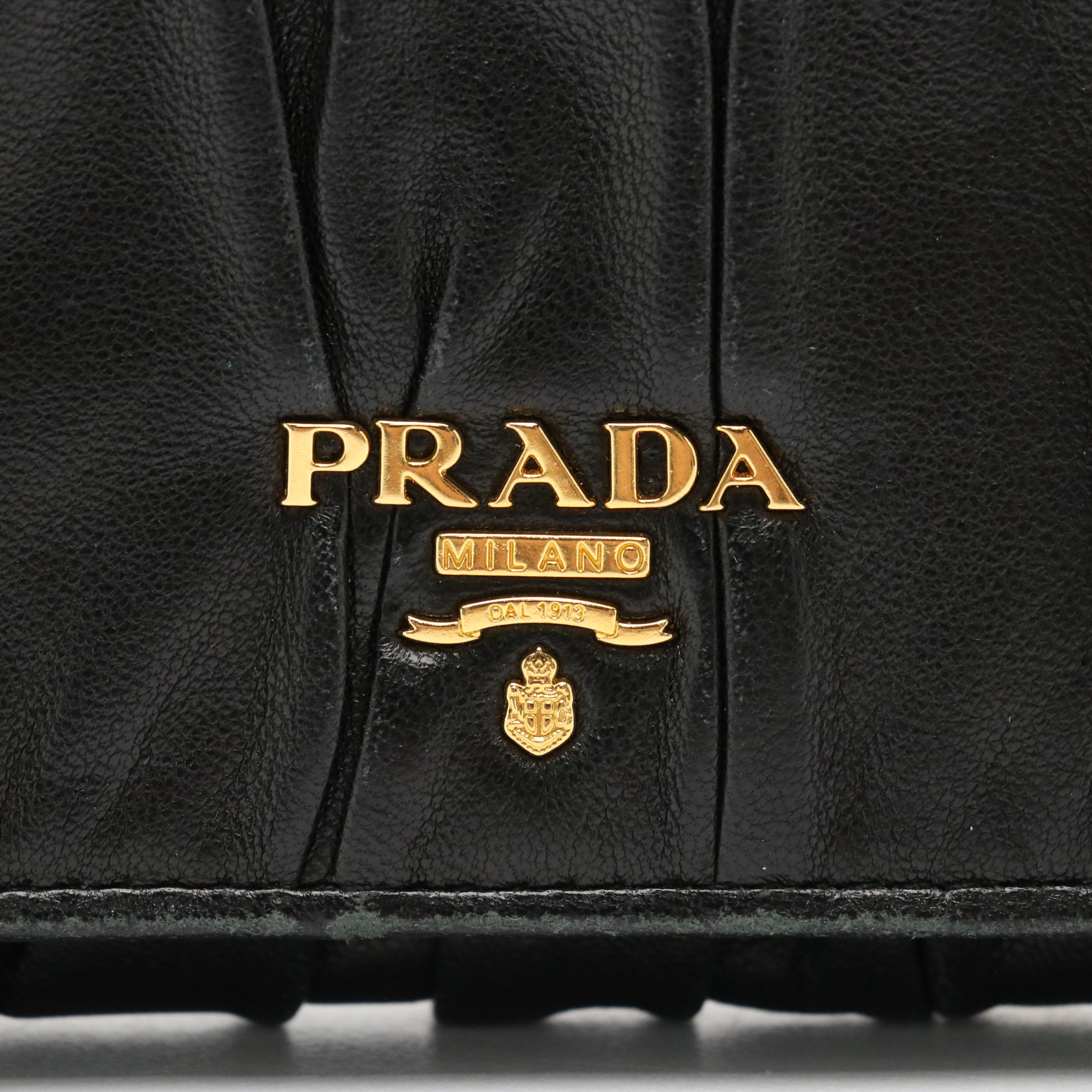 Prada Bifold Long Wallet in Black Nappa Gaufre Leather