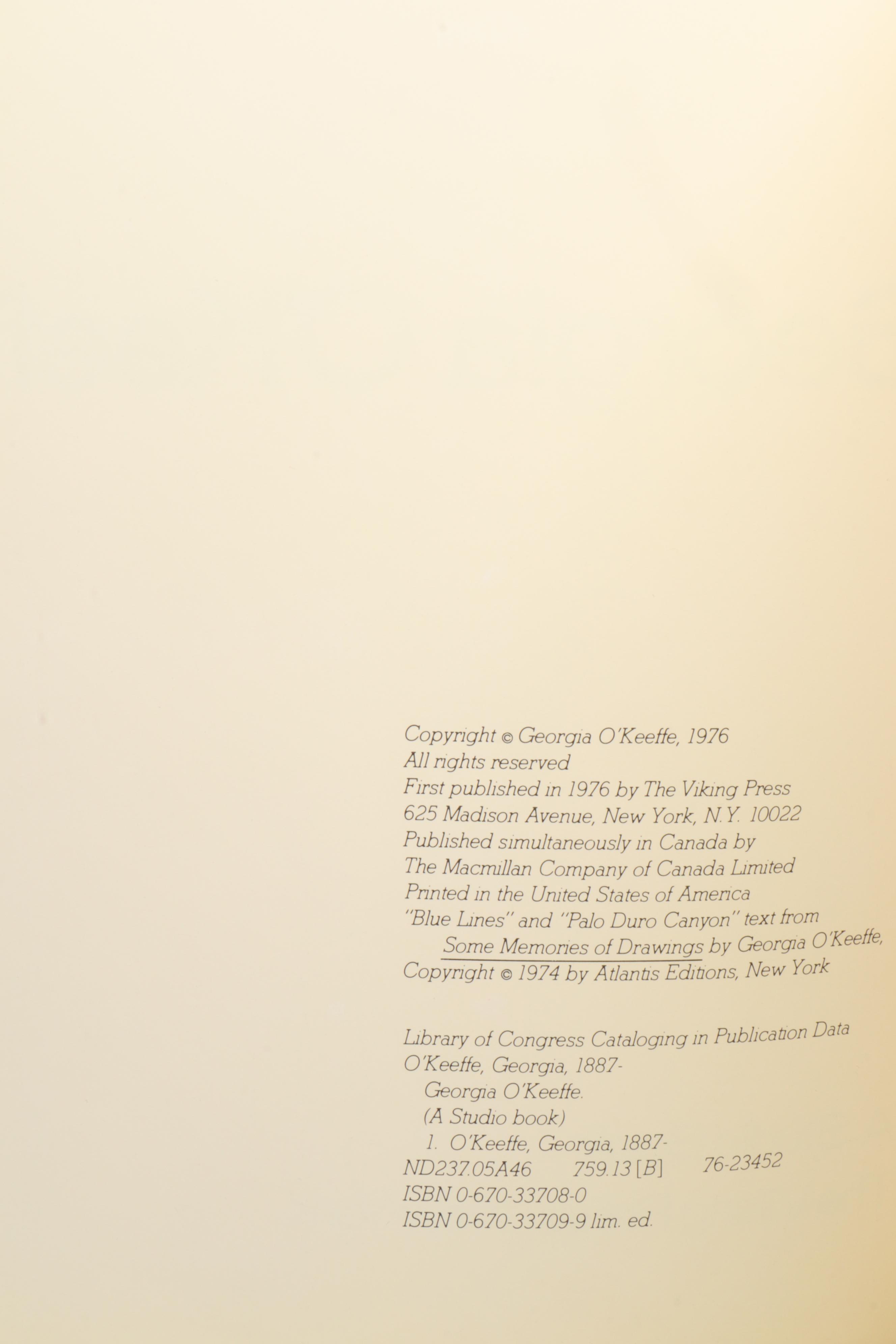 First Edition "Georgia O'Keeffe" by Georgia O'Keeffe and More Art Books