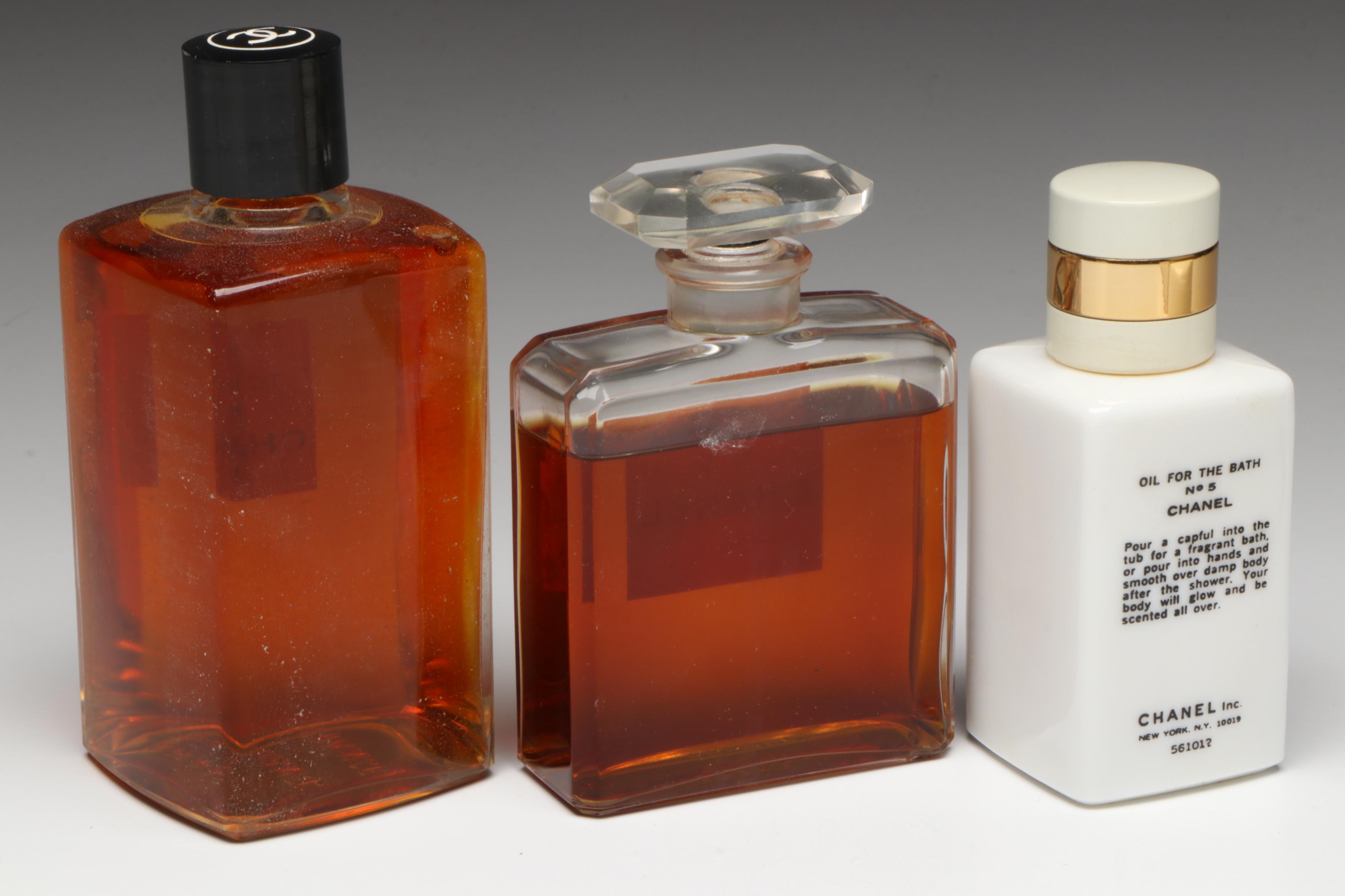 Chanel No.5 Milk Glass Bath Oil Bottle, Glass Perfume Bottles and More