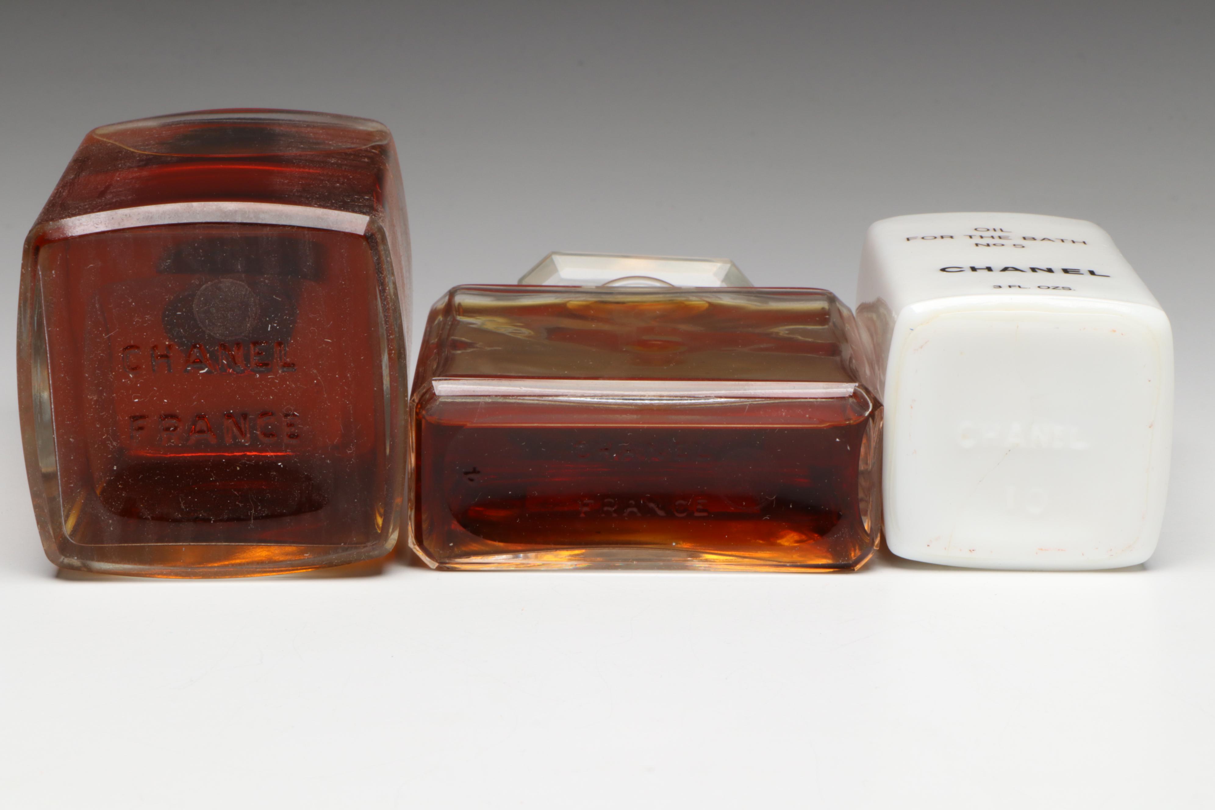 Chanel No.5 Milk Glass Bath Oil Bottle, Glass Perfume Bottles and More
