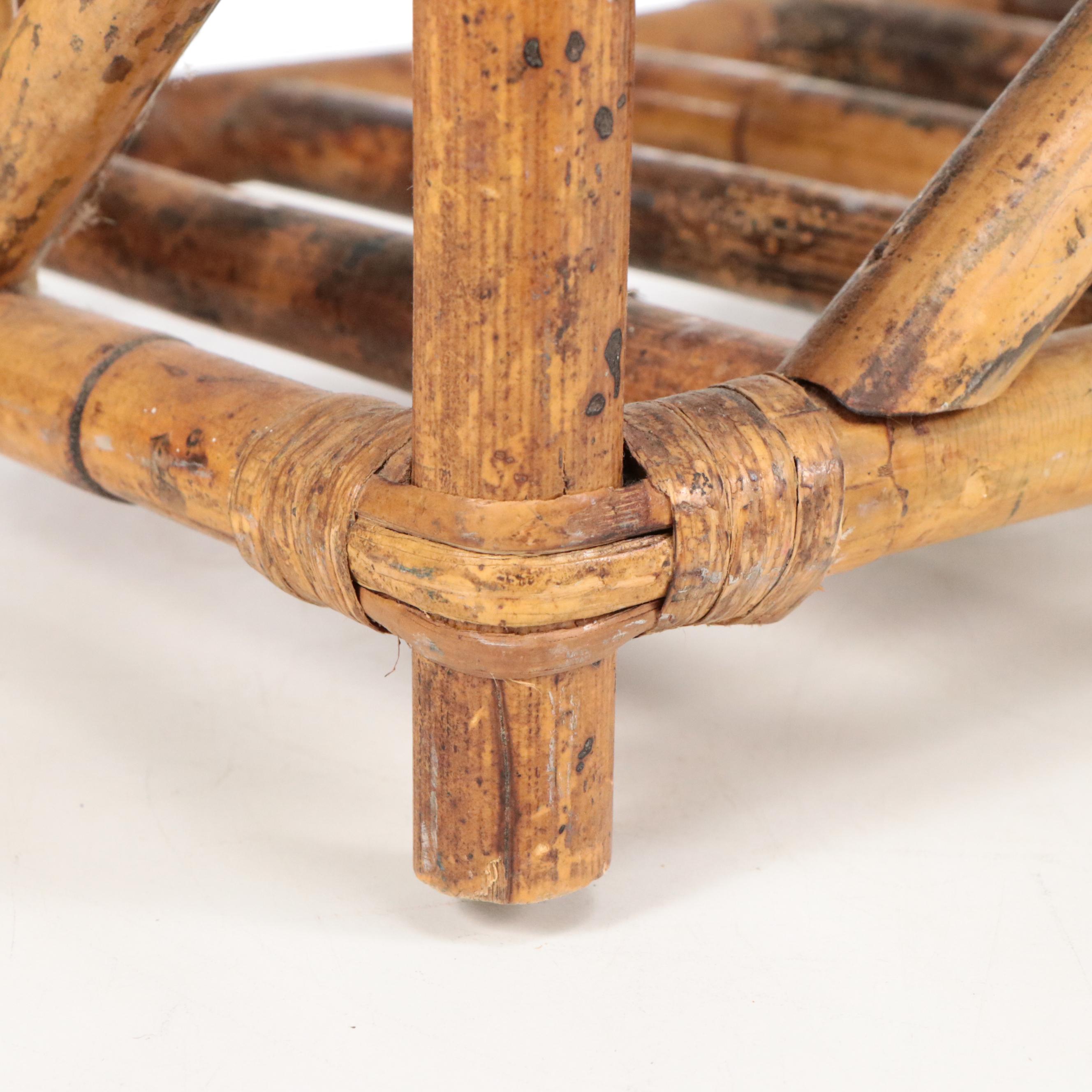 Mid Century Modern Style Bamboo Magazine Rack and Clock