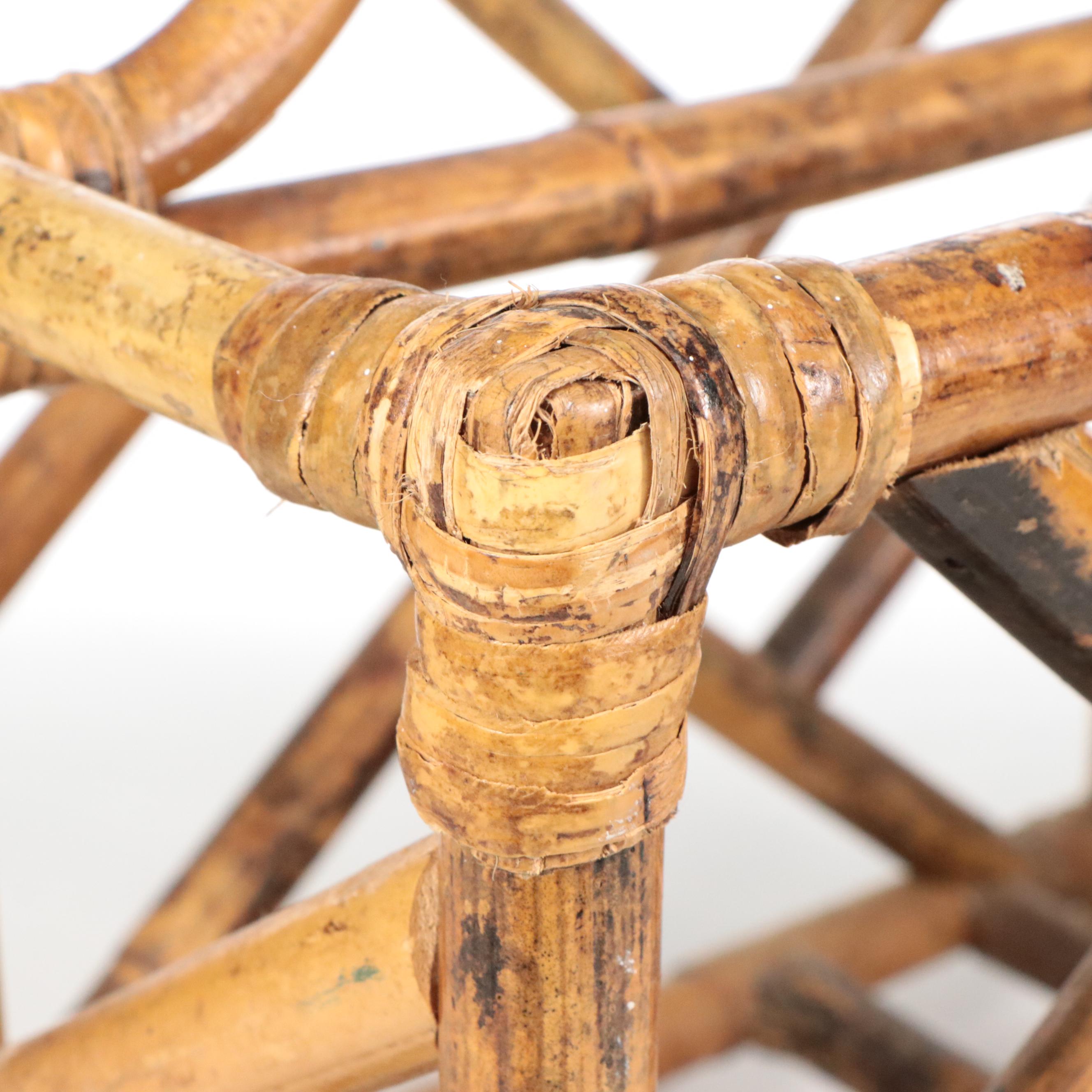 Mid Century Modern Style Bamboo Magazine Rack and Clock