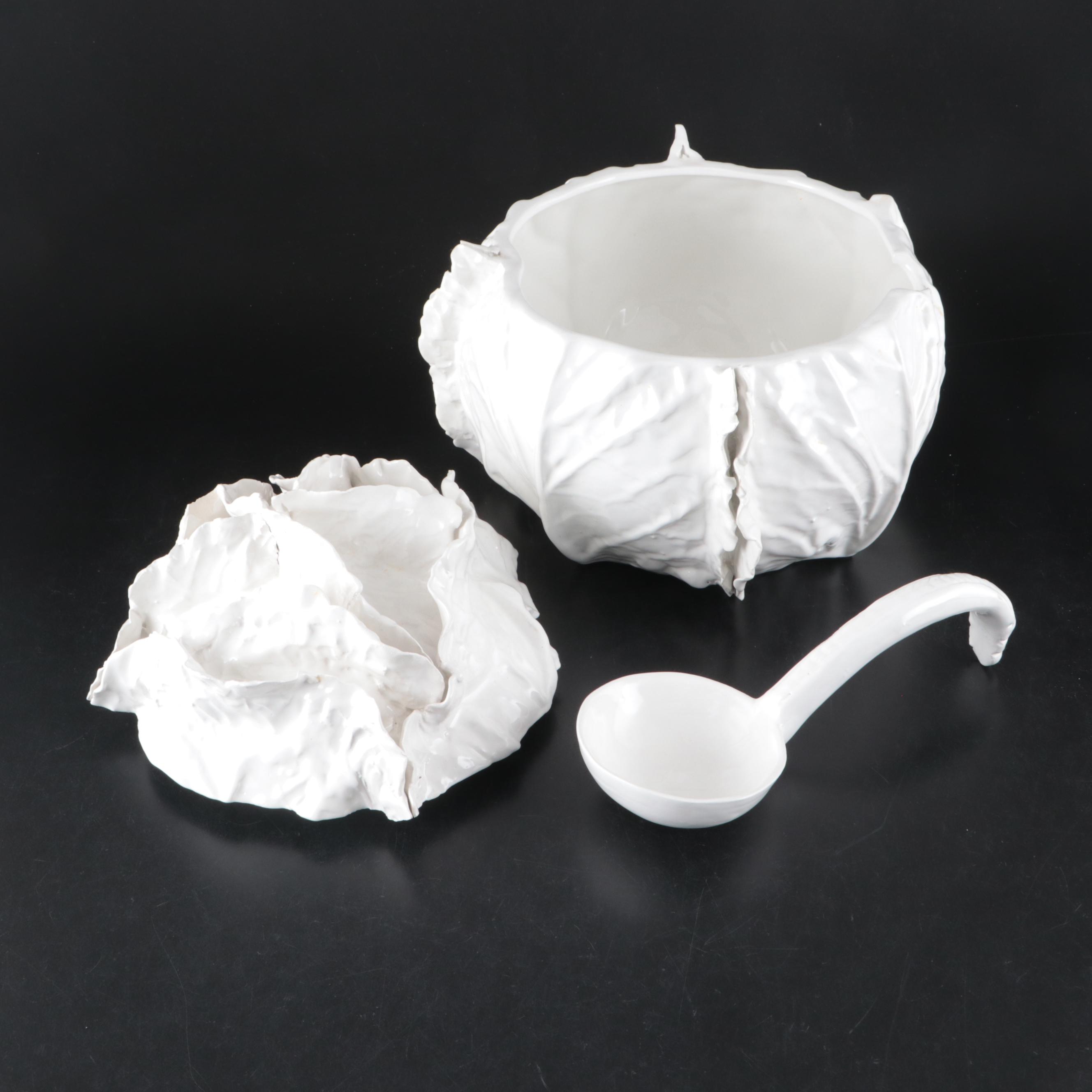 Coalport "Countryware"with Italian Majolica Tureen and Other Leaf-Shaped Dishes