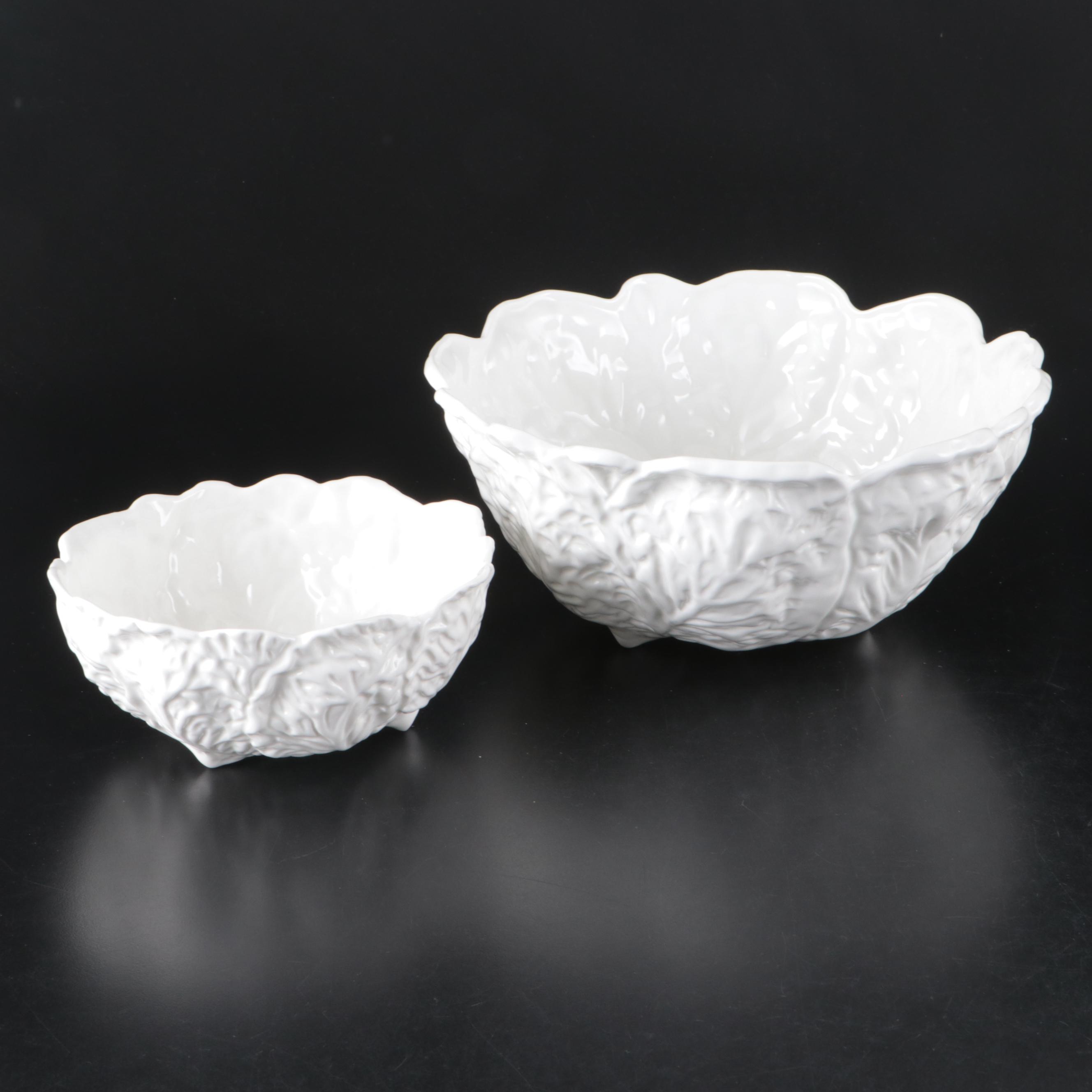 Coalport "Countryware"with Italian Majolica Tureen and Other Leaf-Shaped Dishes