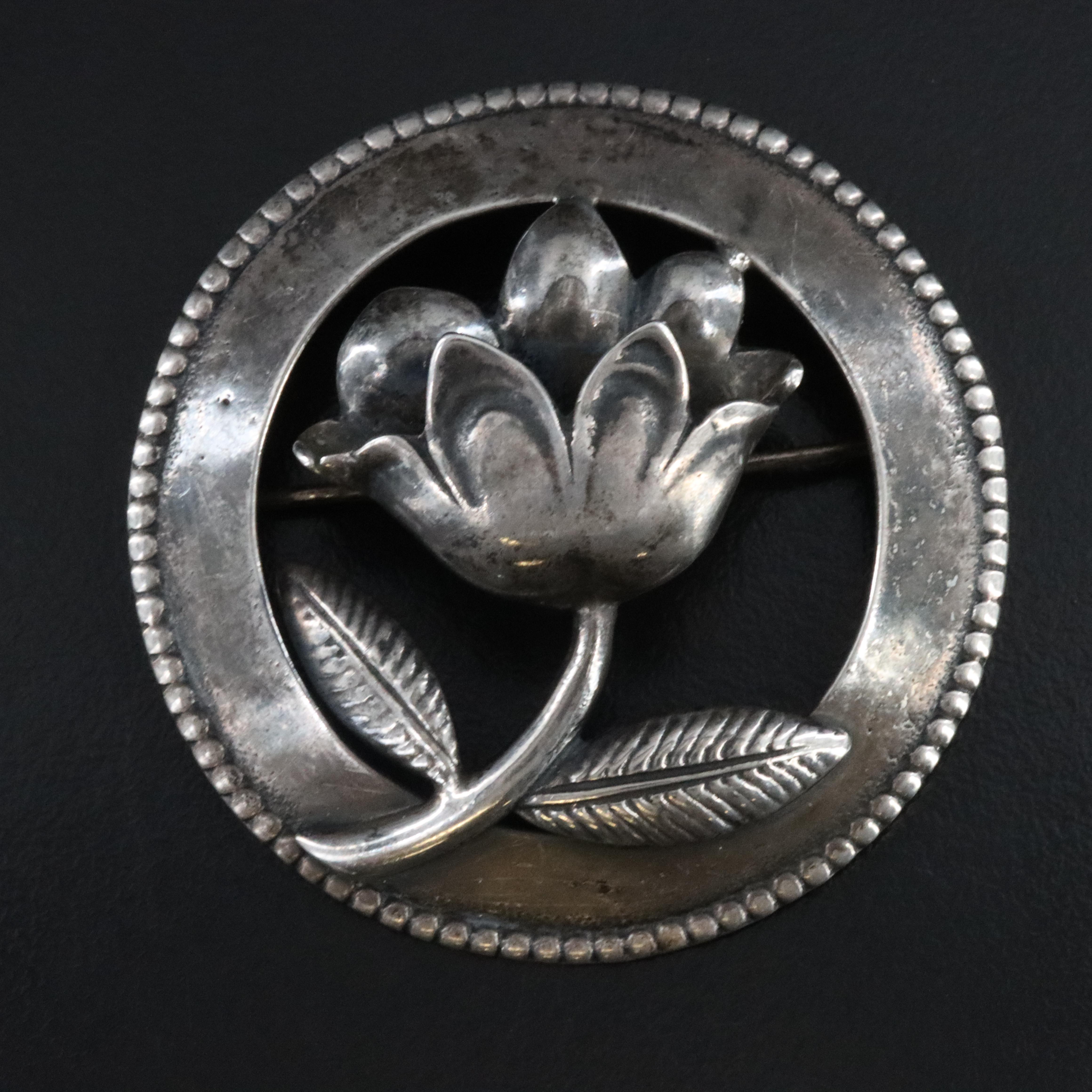 Sterling Flower Brooch