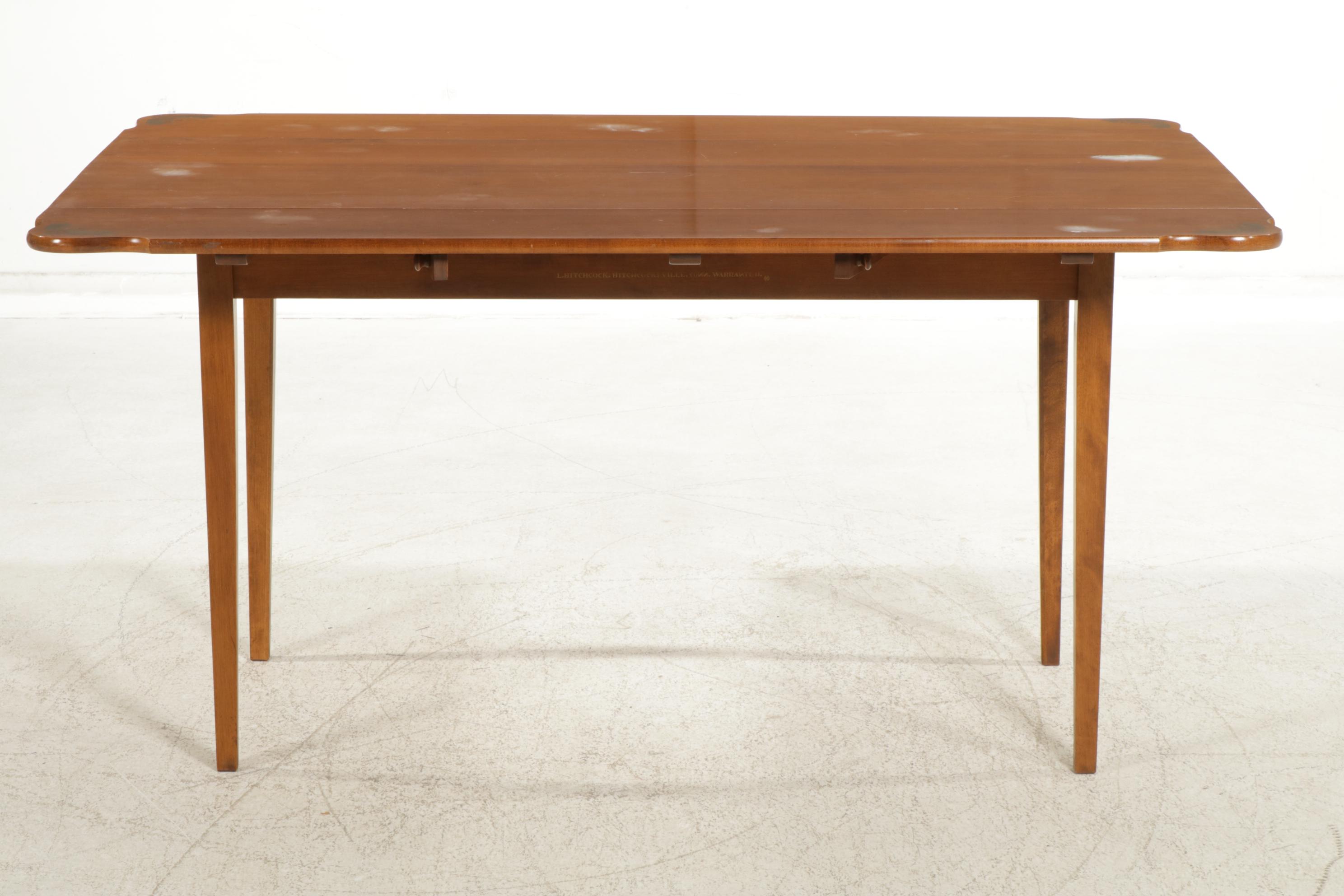 L. Hitchcock Federal Style Maple and Gilt-Stenciled Drop-Leaf Dining Table