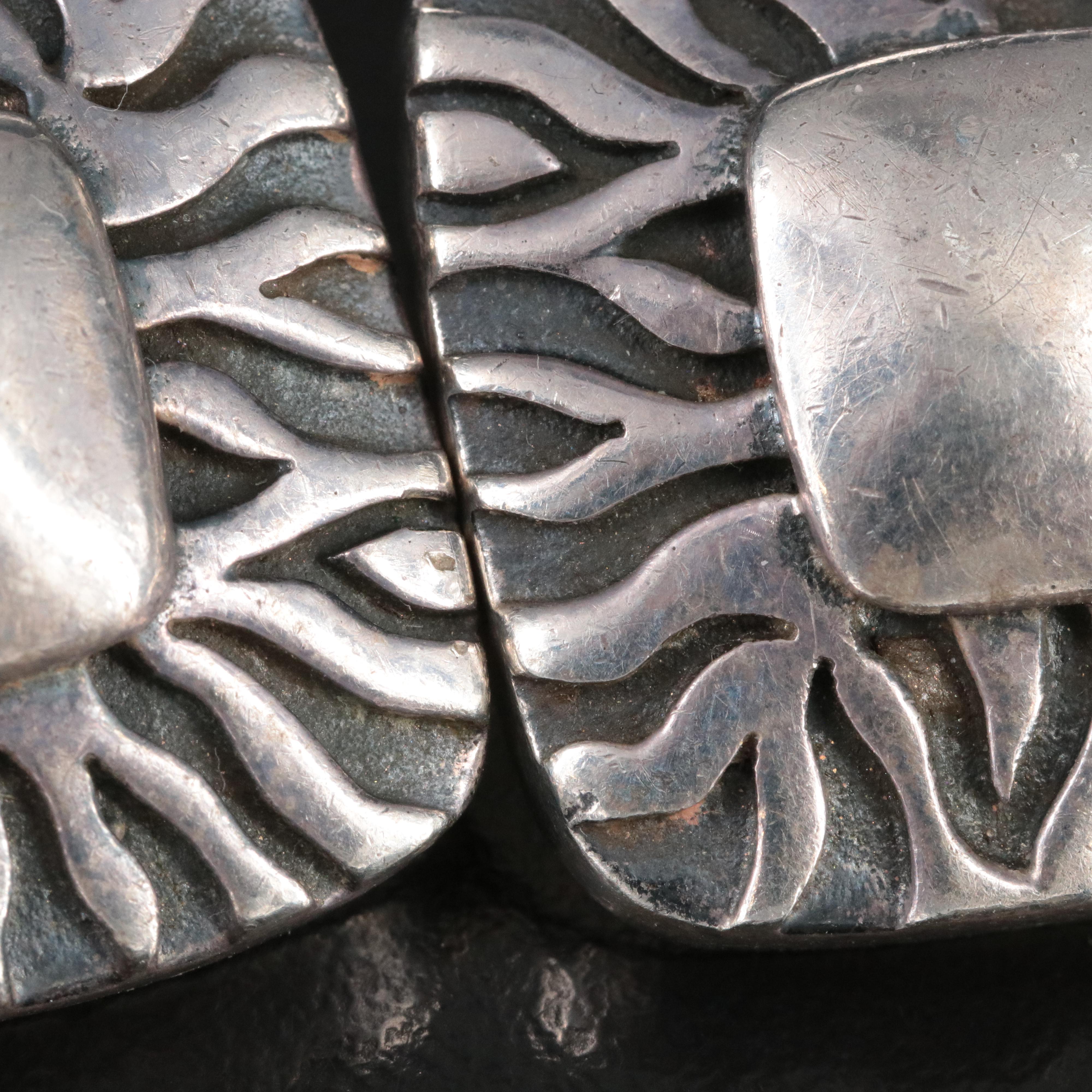 Mexican Emilia Castillo 950 Silver Animal Stripe Bracelet and Earrings Set