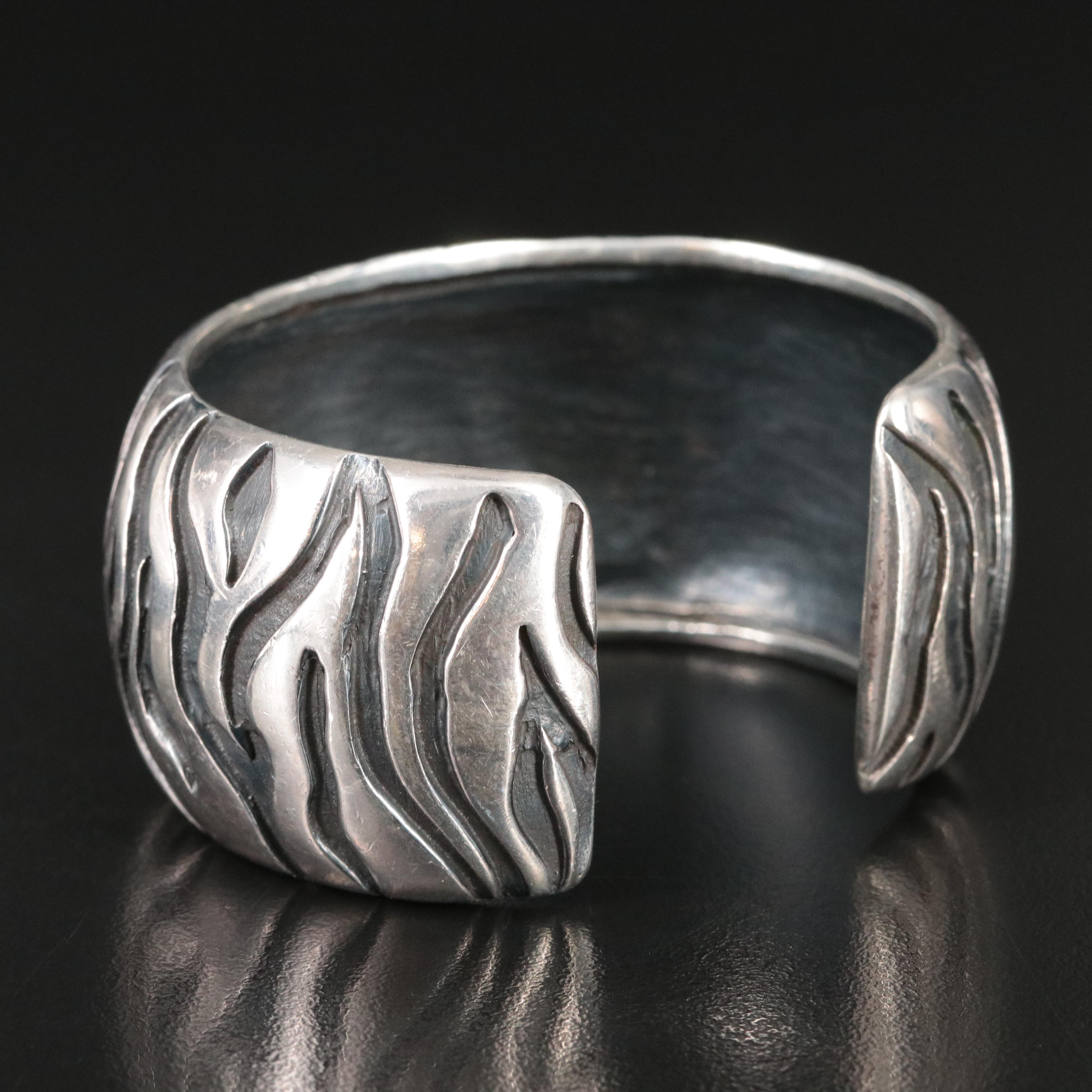 Mexican Emilia Castillo 950 Silver Animal Stripe Bracelet and Earrings Set