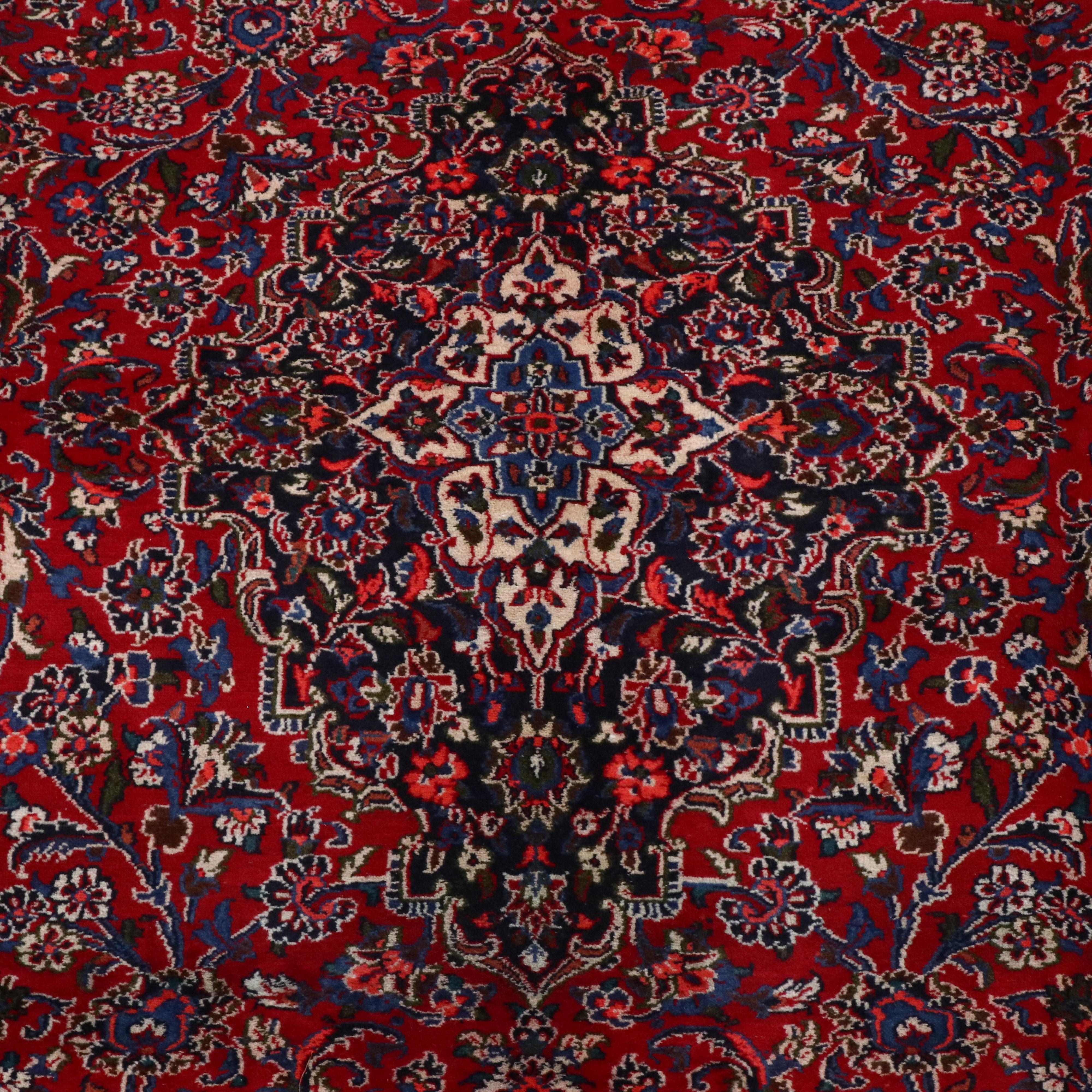 9'6 x 12'2 Hand-Knotted Persian Kashan Room Sized Rug