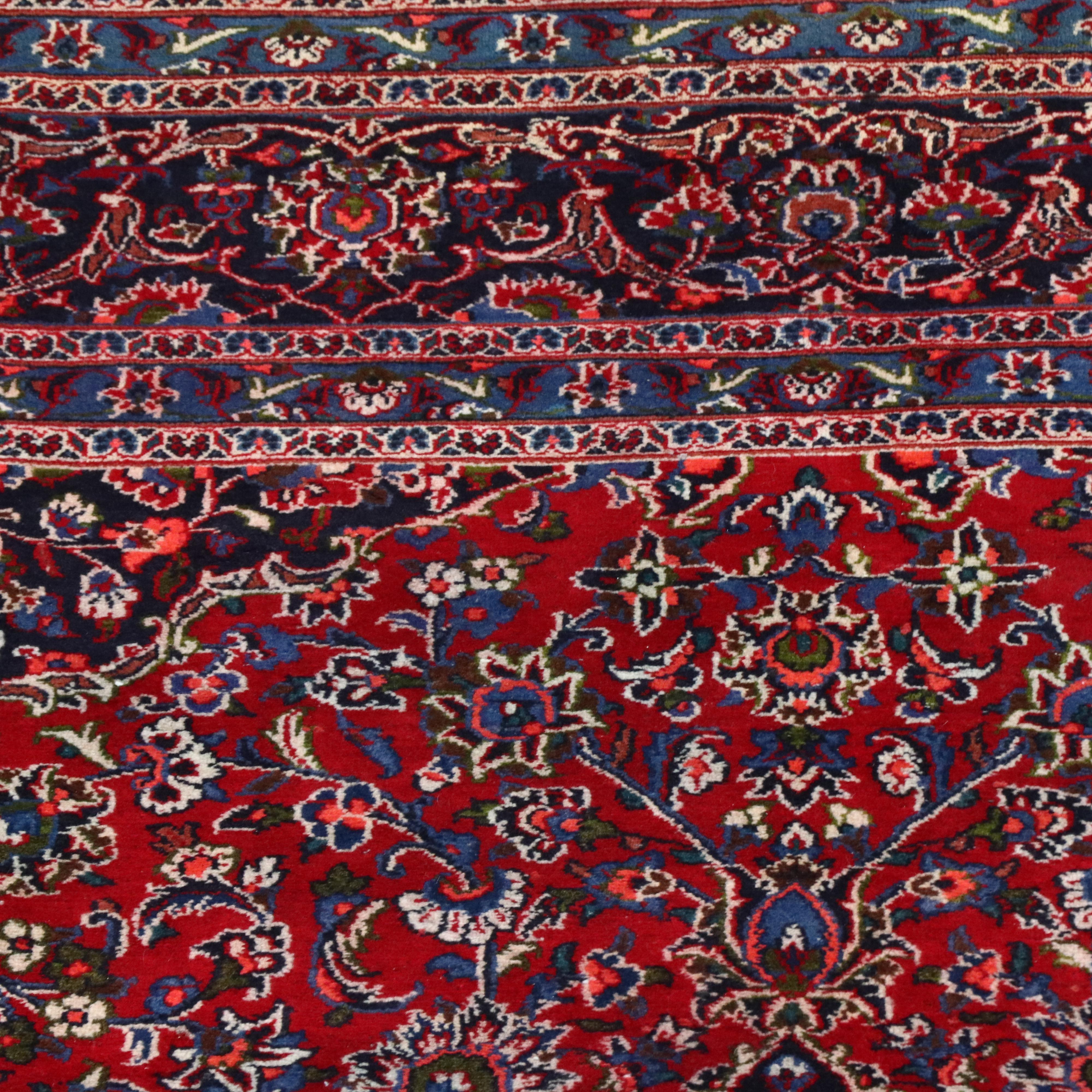 9'6 x 12'2 Hand-Knotted Persian Kashan Room Sized Rug