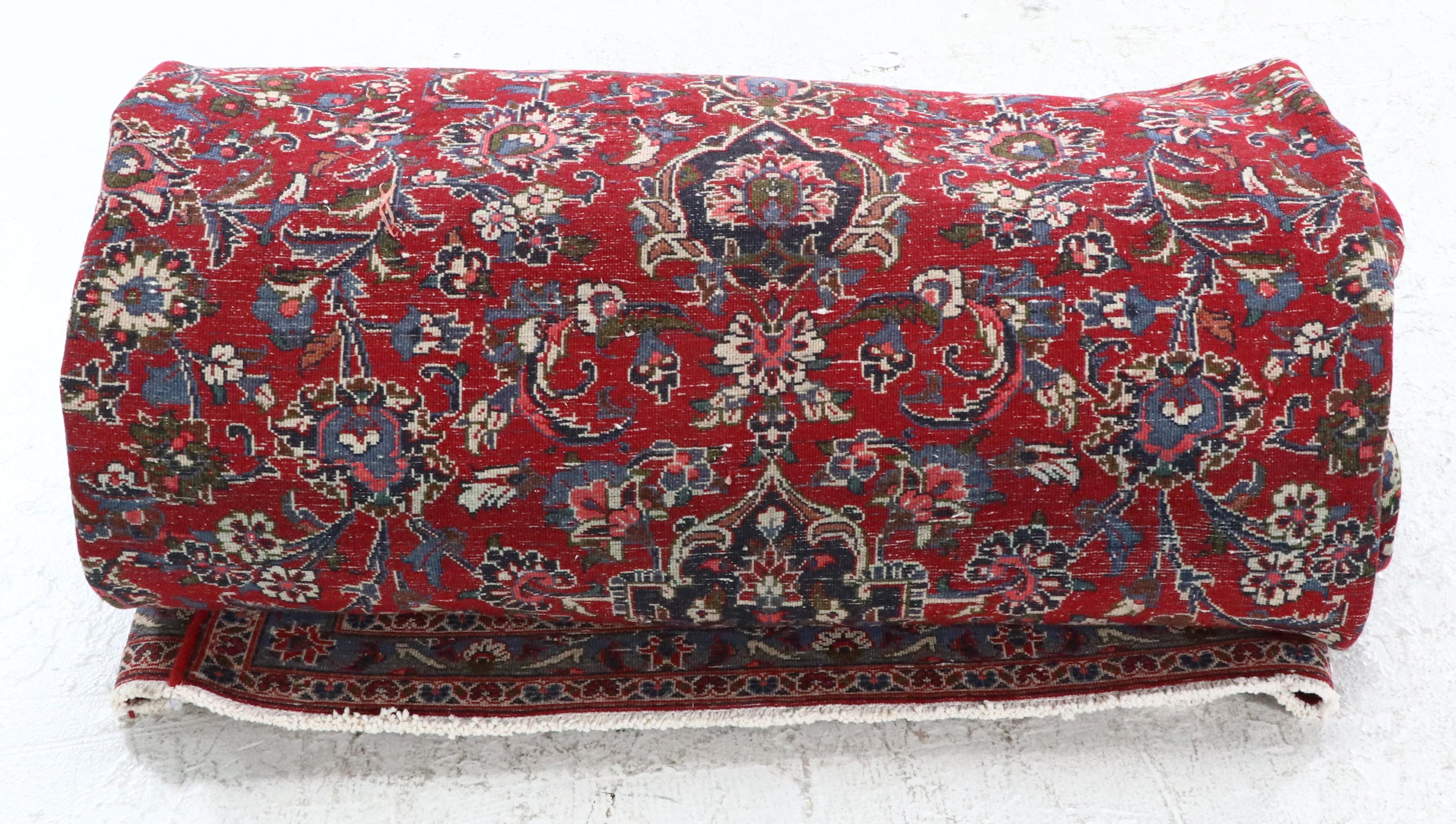 9'6 x 12'2 Hand-Knotted Persian Kashan Room Sized Rug