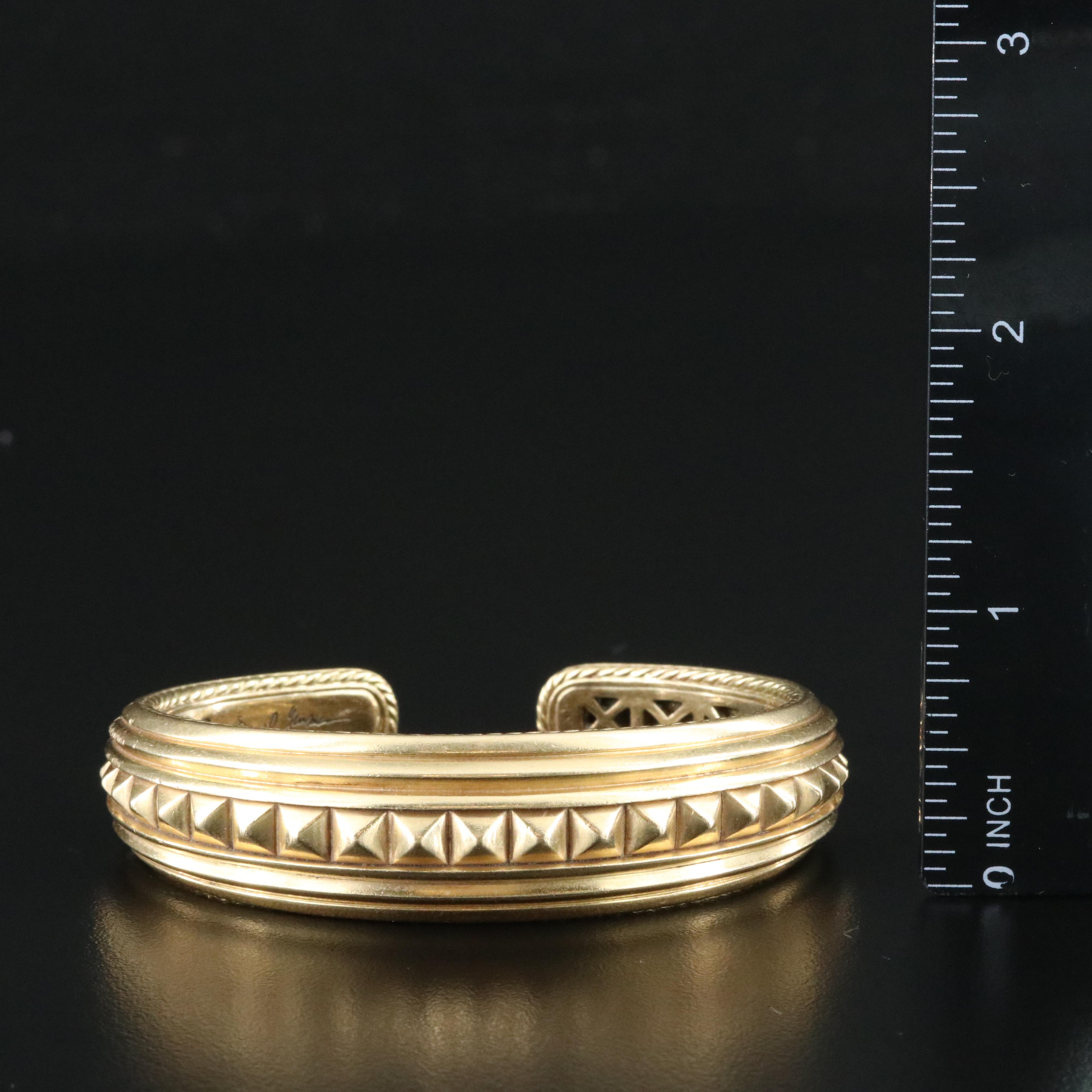 David Yurman 18K Modern Renaissance Pyramid Hinged Cuff Bracelet
