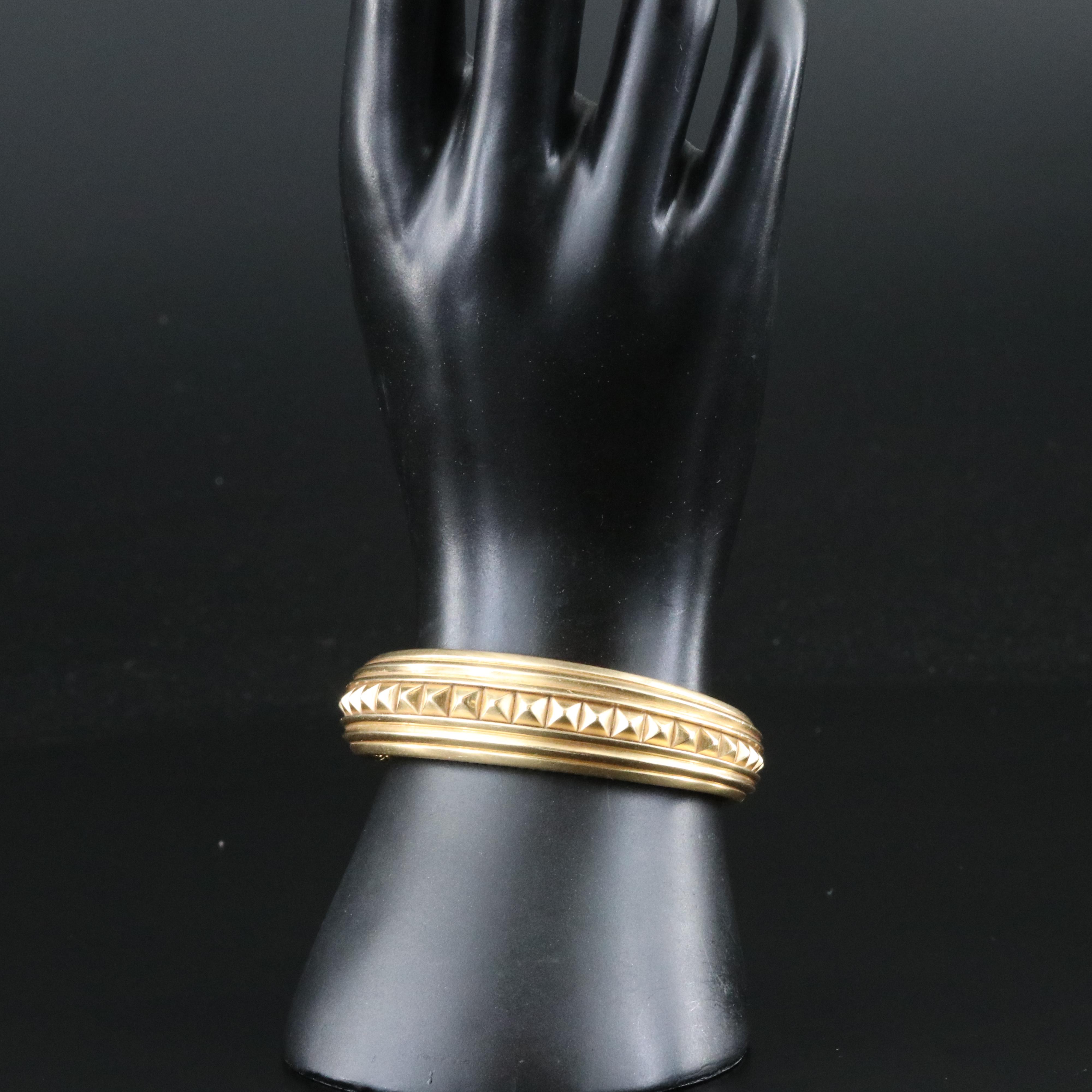 David Yurman 18K Modern Renaissance Pyramid Hinged Cuff Bracelet