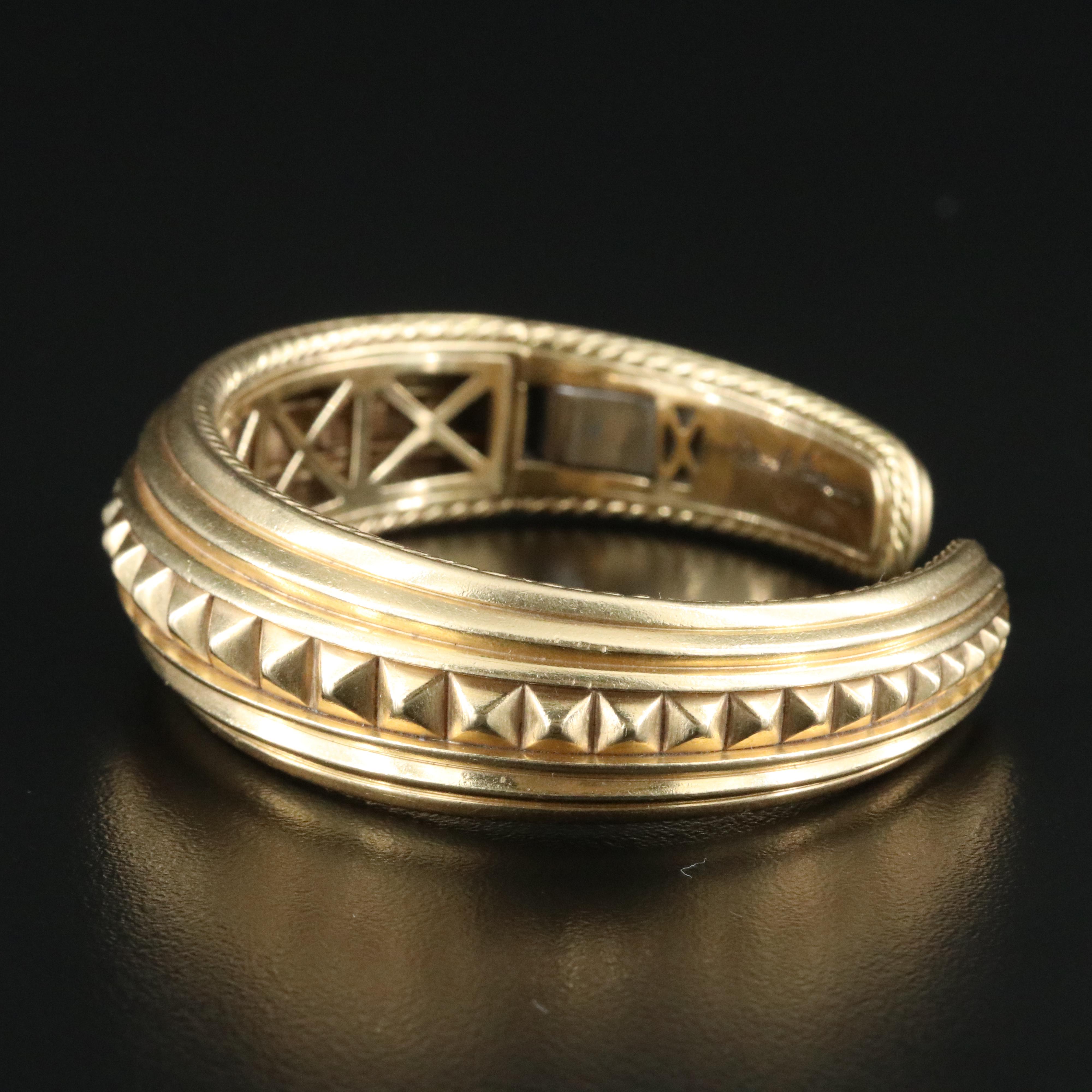 David Yurman 18K Modern Renaissance Pyramid Hinged Cuff Bracelet