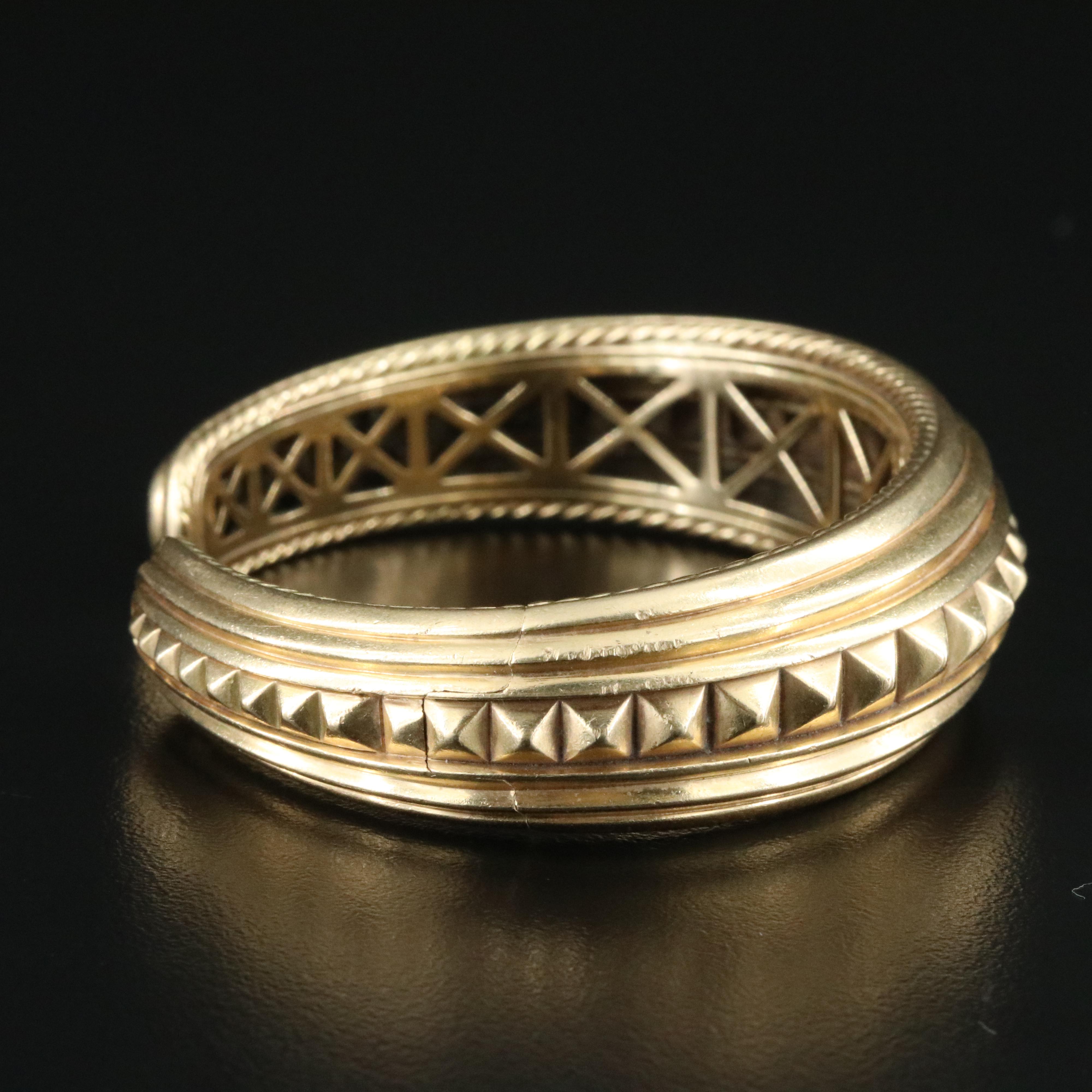 David Yurman 18K Modern Renaissance Pyramid Hinged Cuff Bracelet