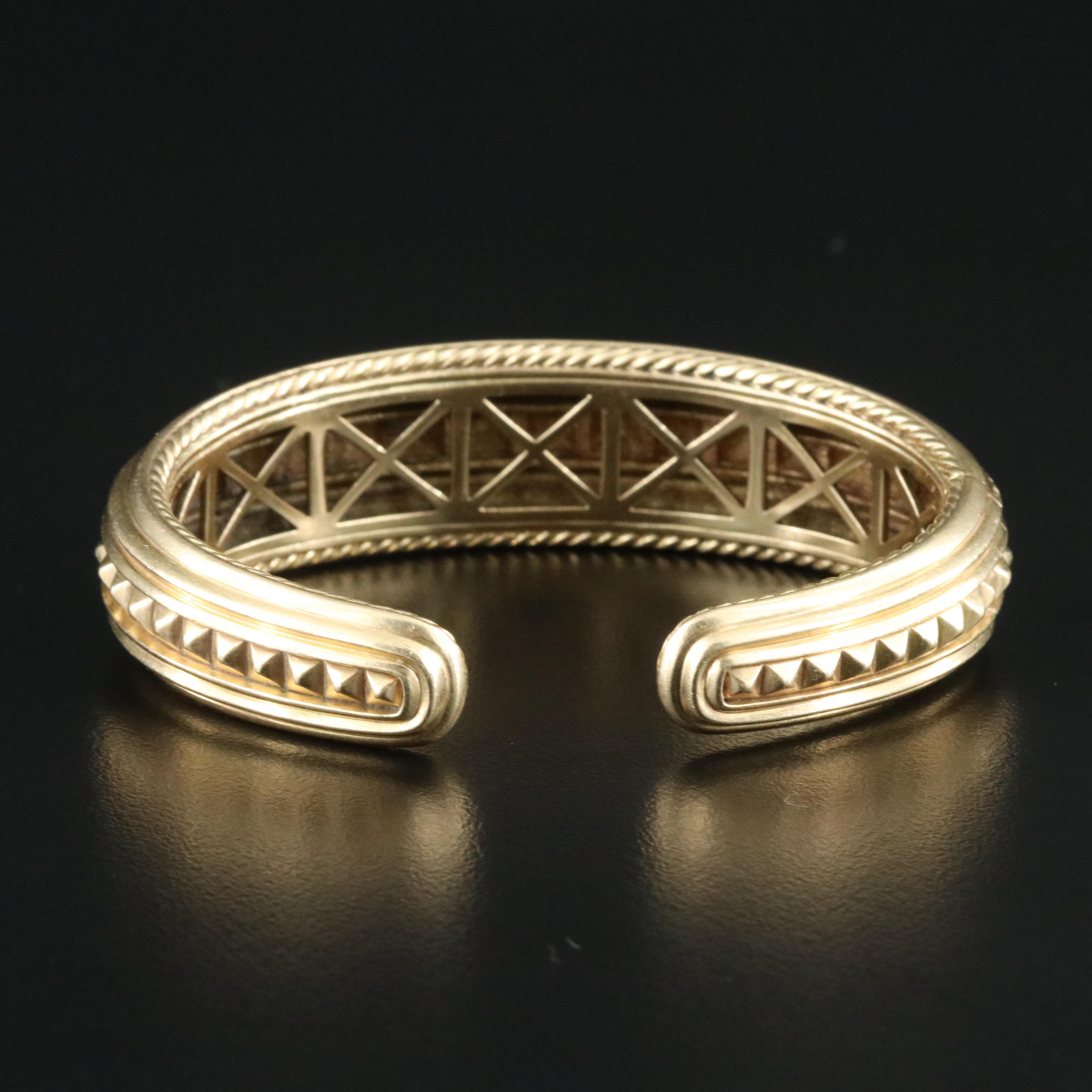 David Yurman 18K Modern Renaissance Pyramid Hinged Cuff Bracelet