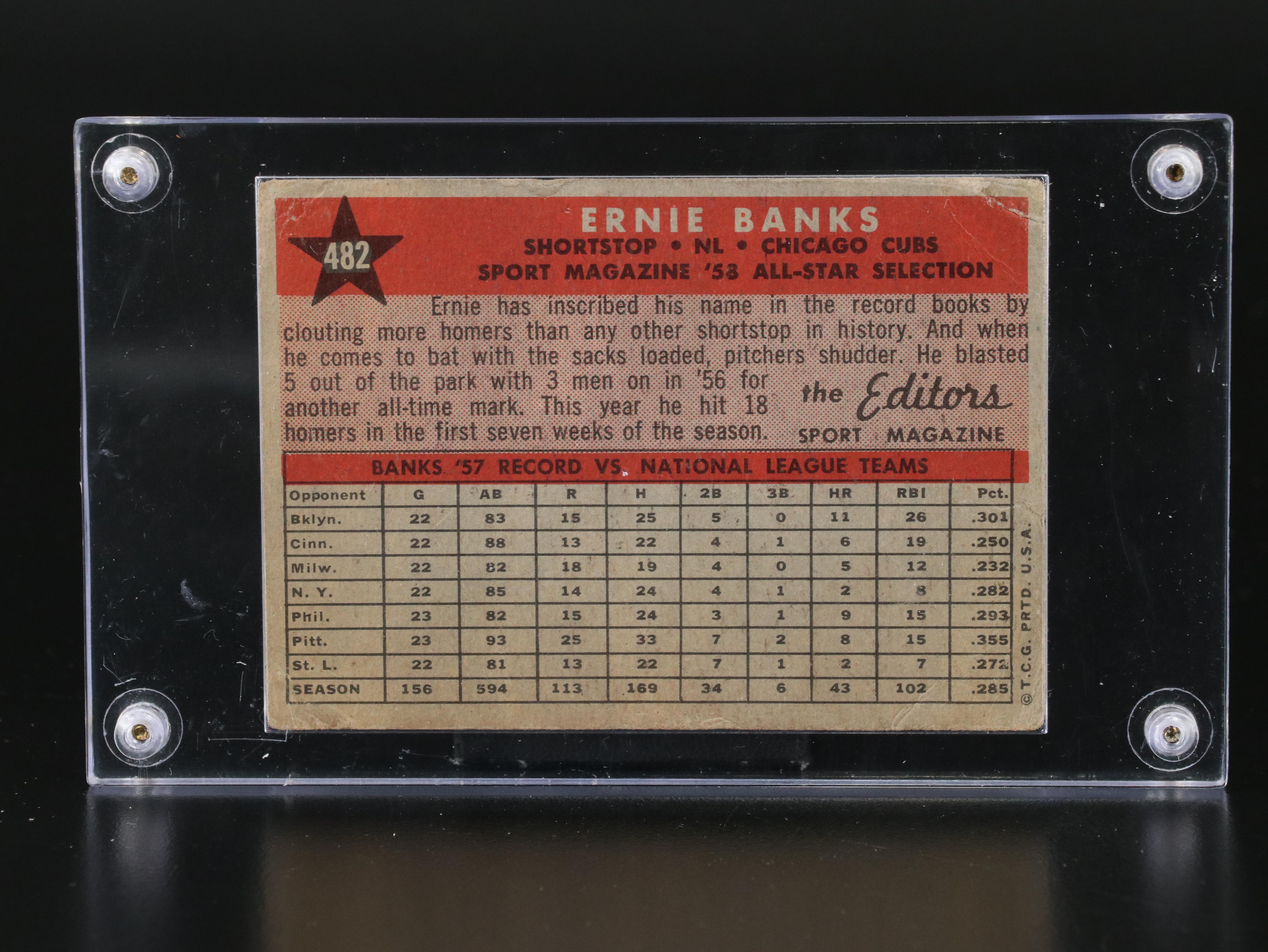 1958 Topps Ernie Banks Chicago Cubs All-Star Baseball Card