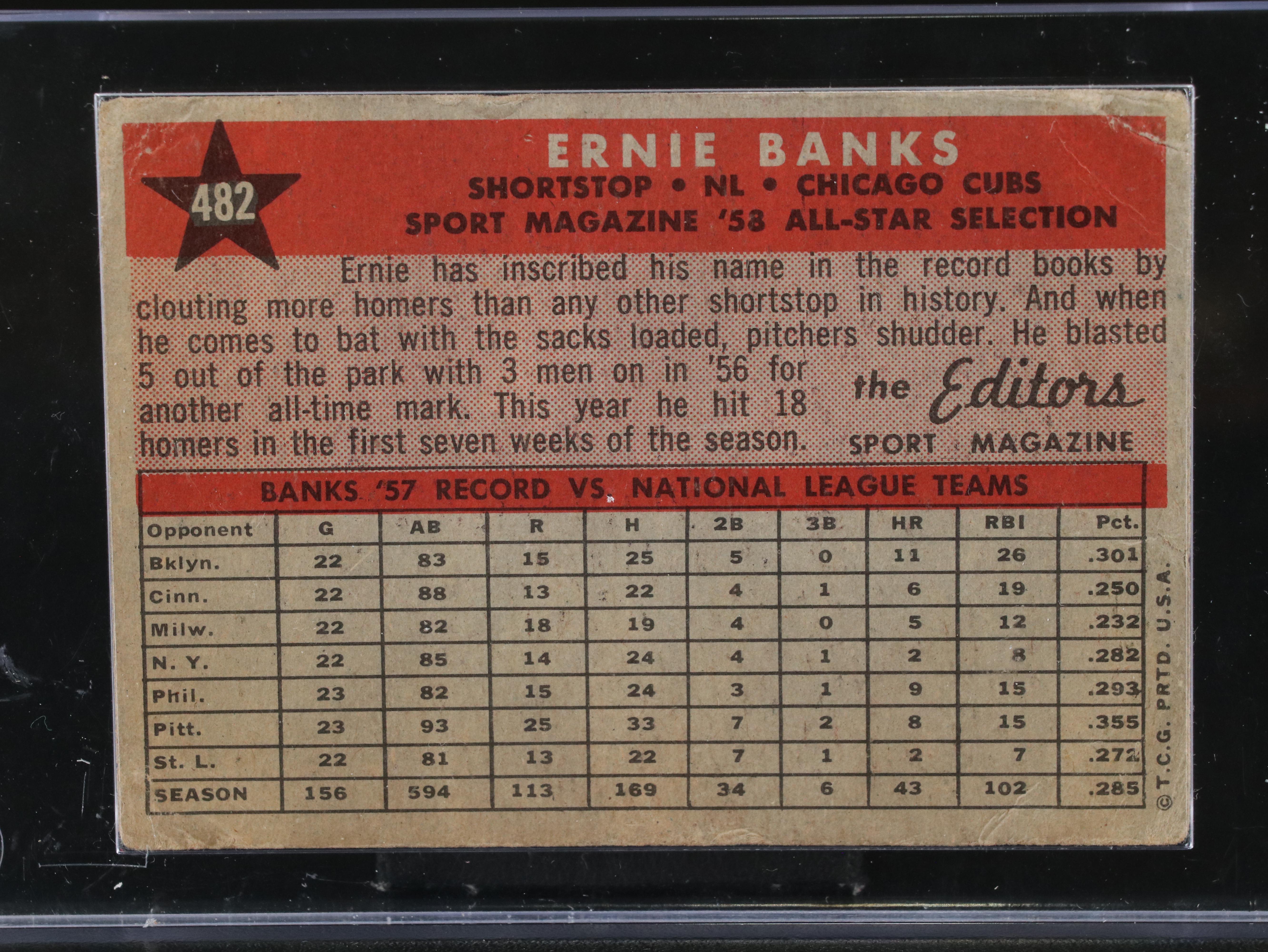 1958 Topps Ernie Banks Chicago Cubs All-Star Baseball Card