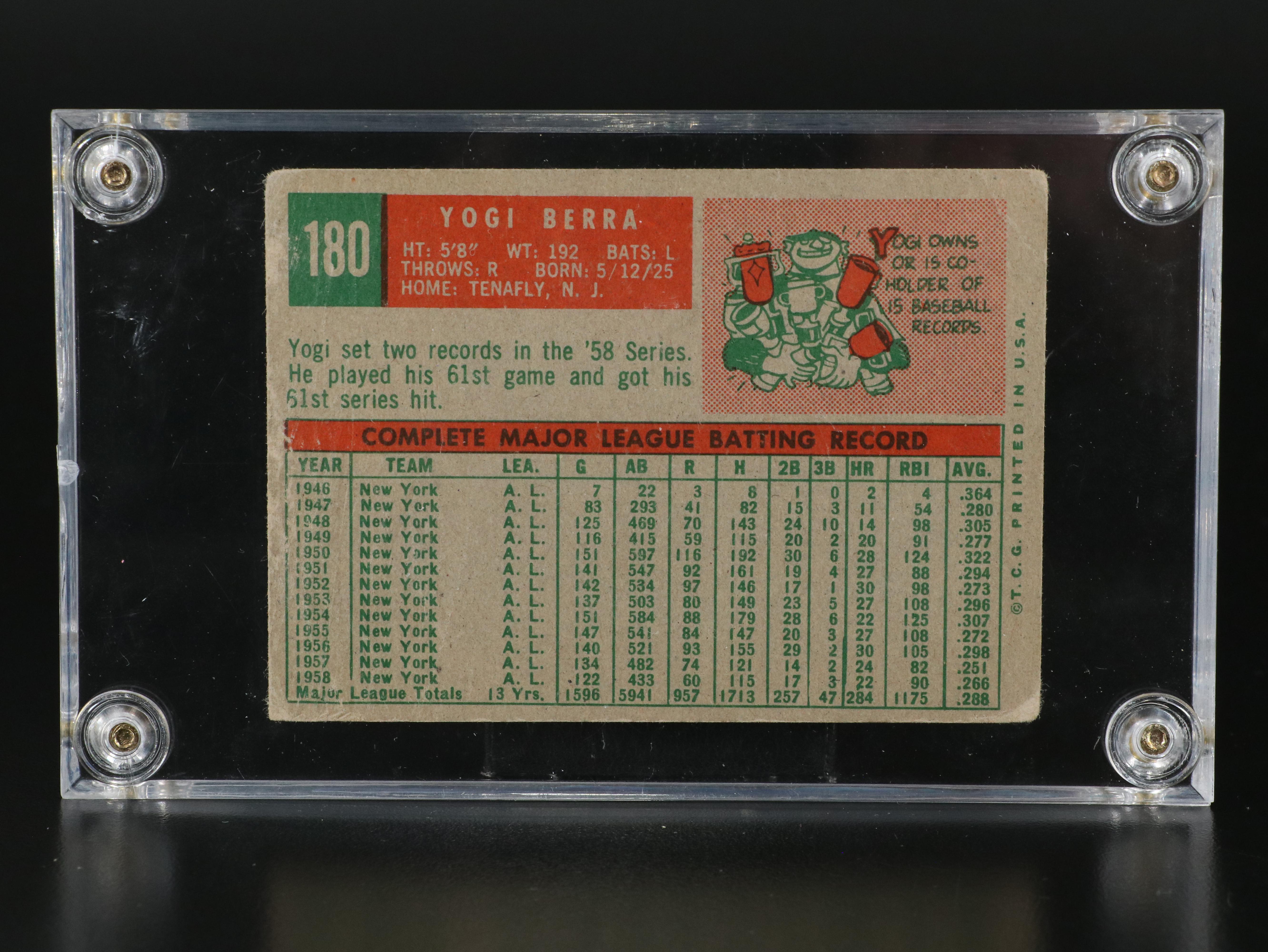 1959 Topps Yogi Berra New York Yankees Baseball Card