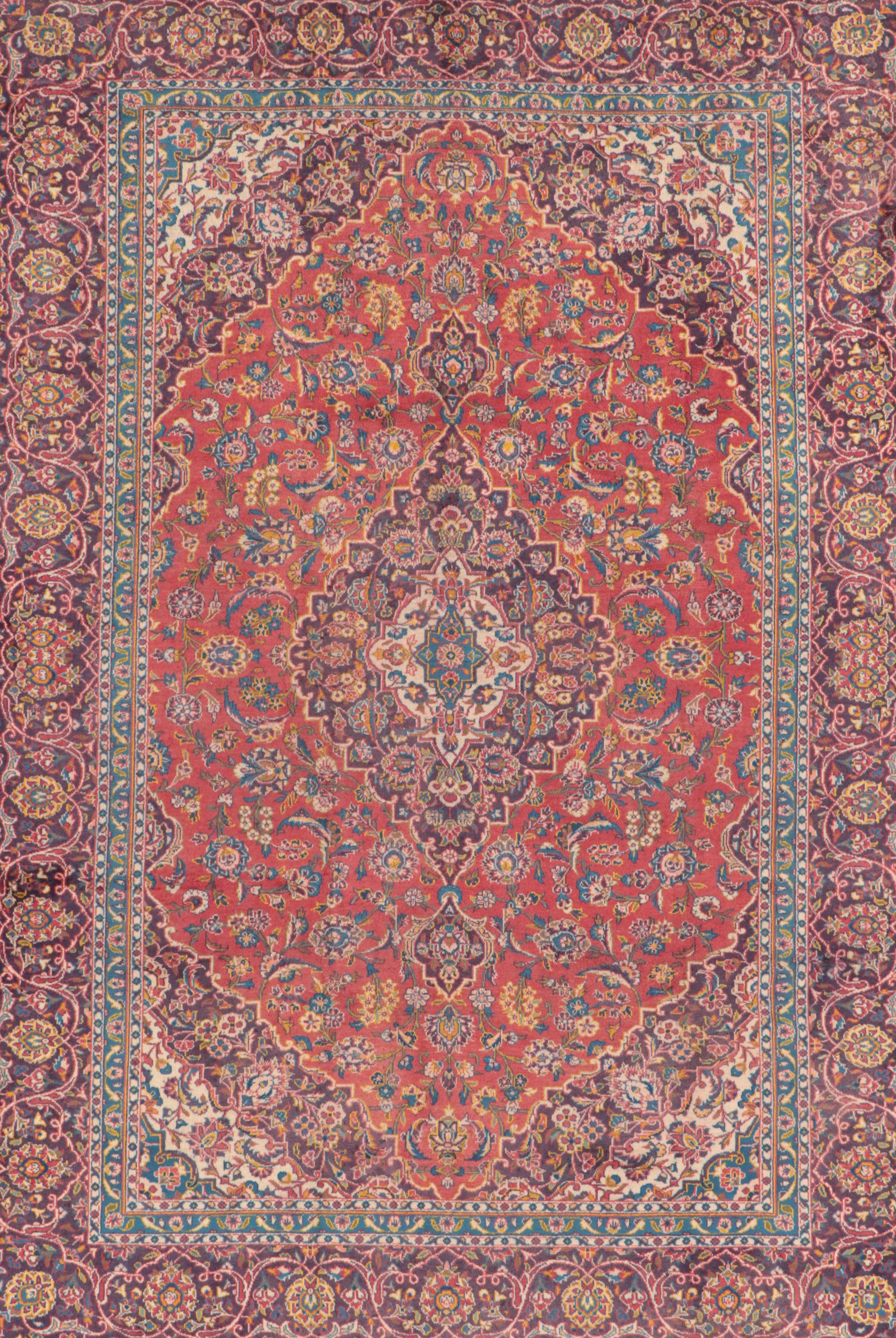 7'3 x 10'11 Hand-Knotted Persian Kashan Area Rug