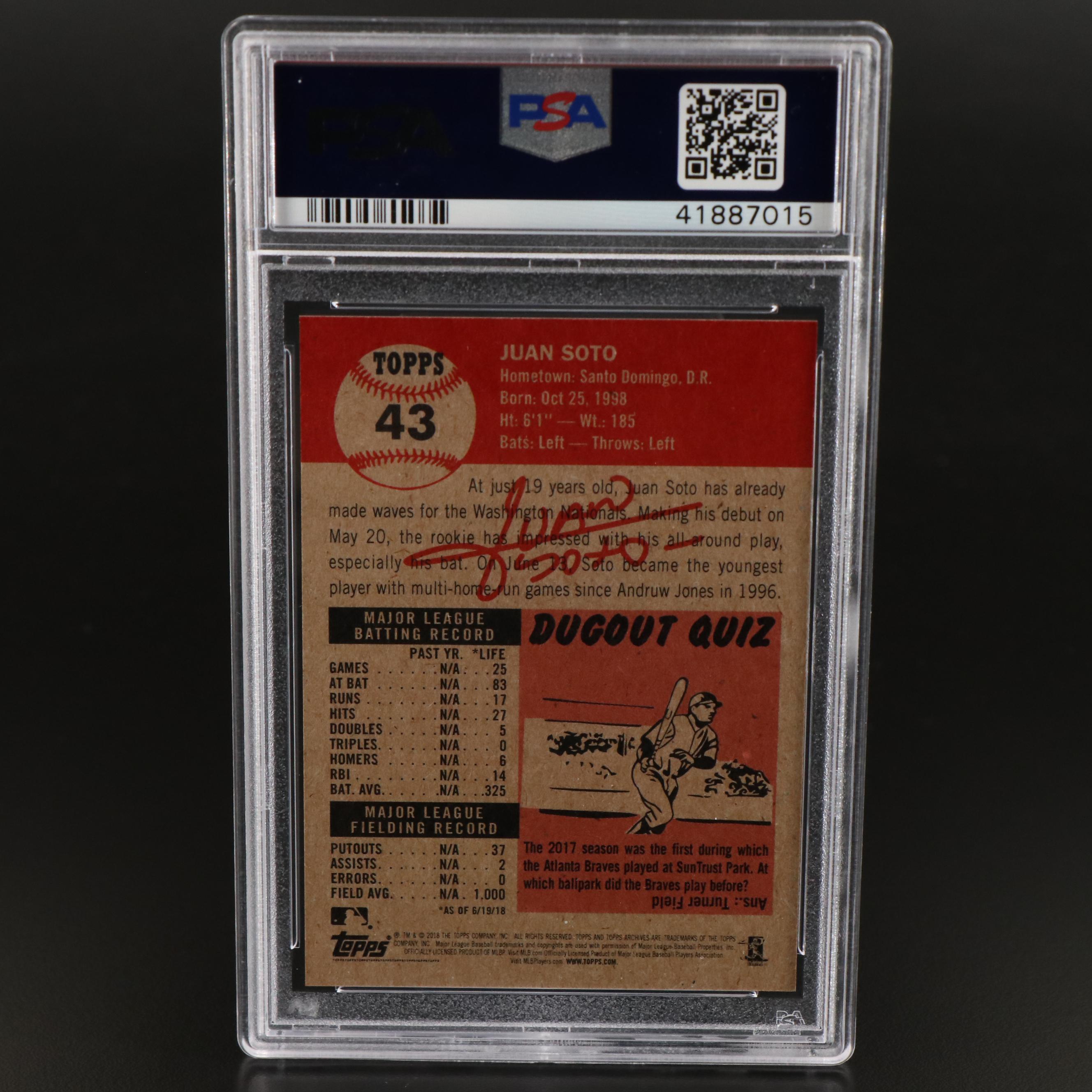 2018 Topps Living Juan Soto Washington Nationals Rookie Card Graded PSA 10