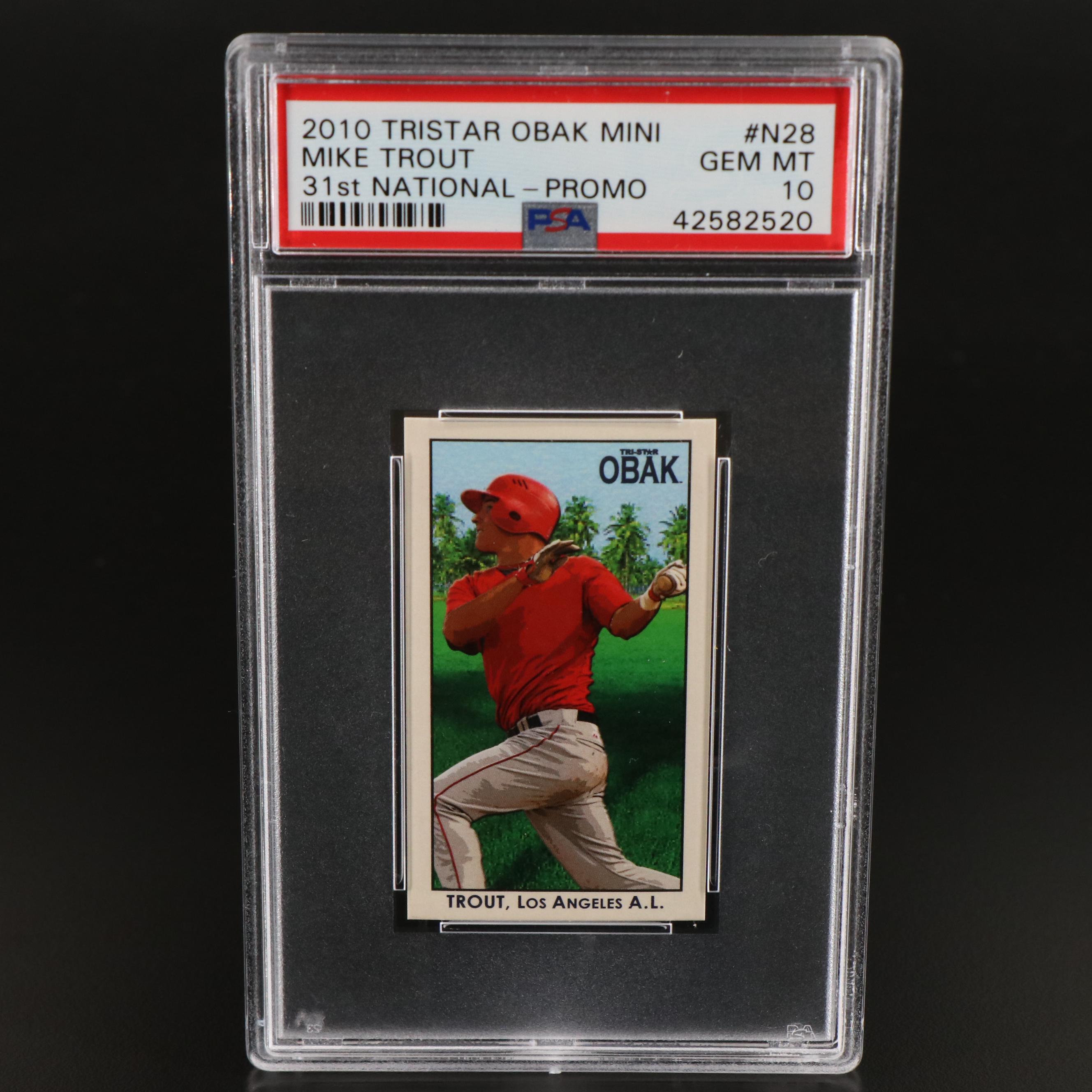 2010 Tristar Mike Trout Obak Mini 31st National Promo Prospect Card PSA 10