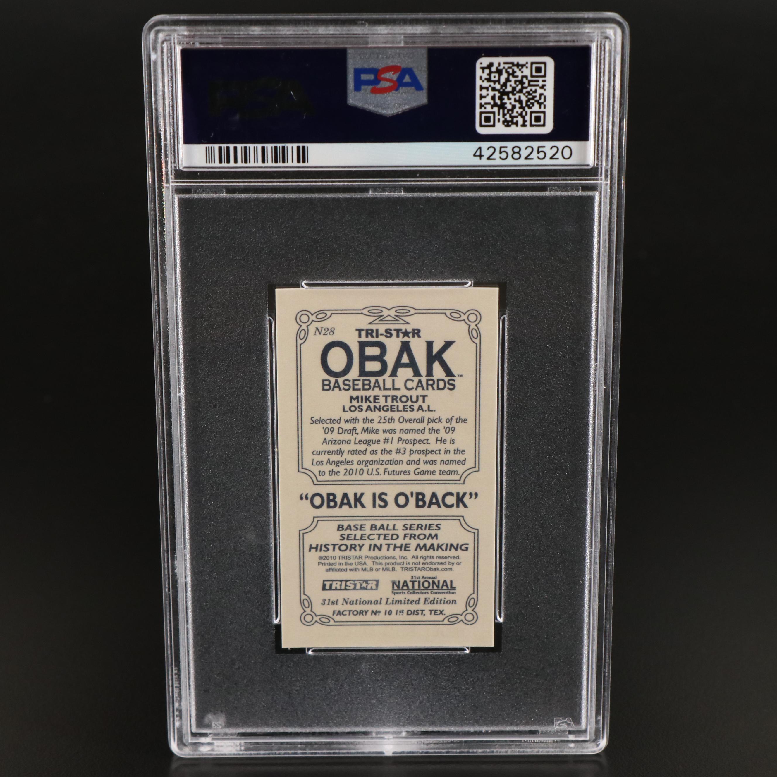 2010 Tristar Mike Trout Obak Mini 31st National Promo Prospect Card PSA 10