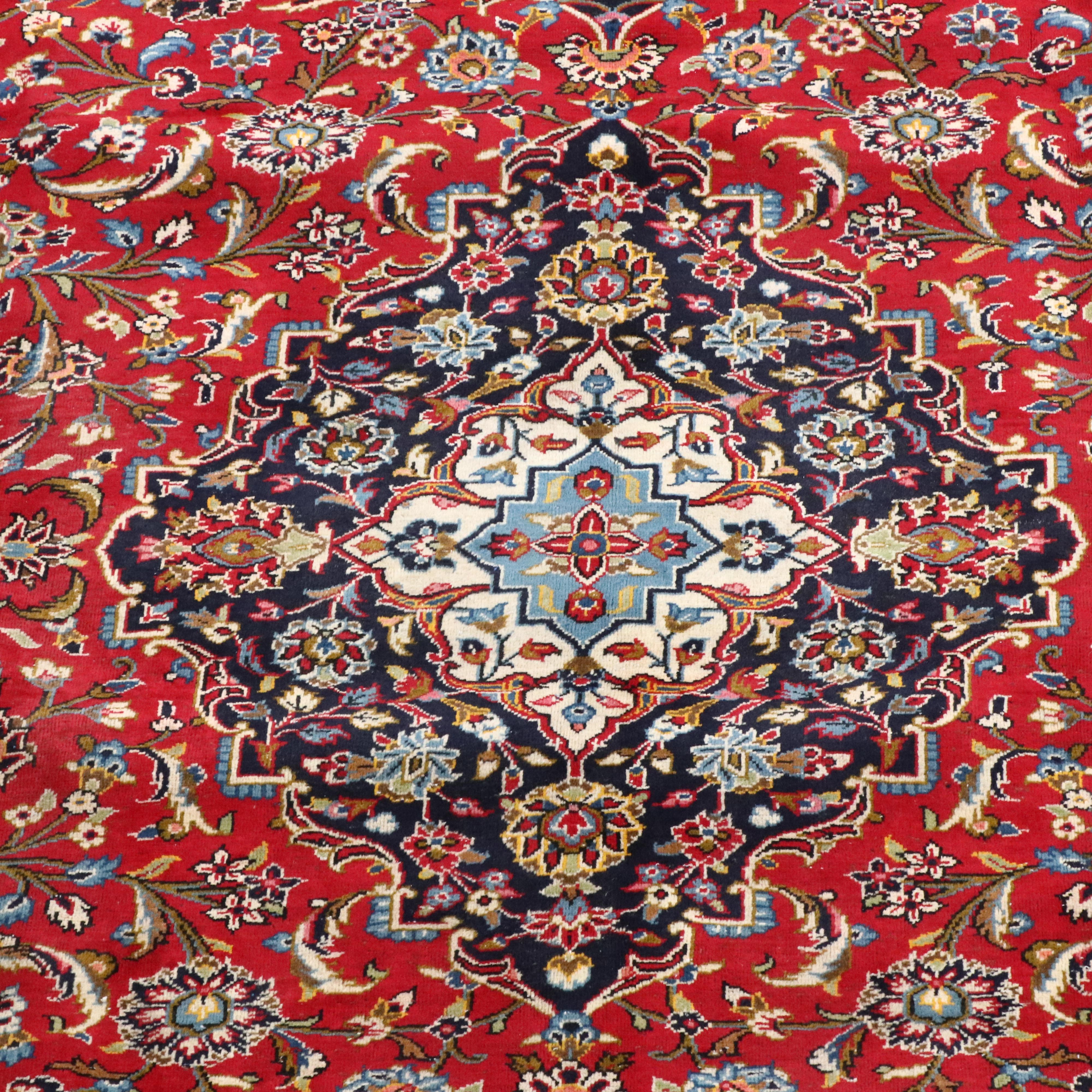 9'6 x 12'10 Hand-Knotted Persian Kashan Room Size Rug