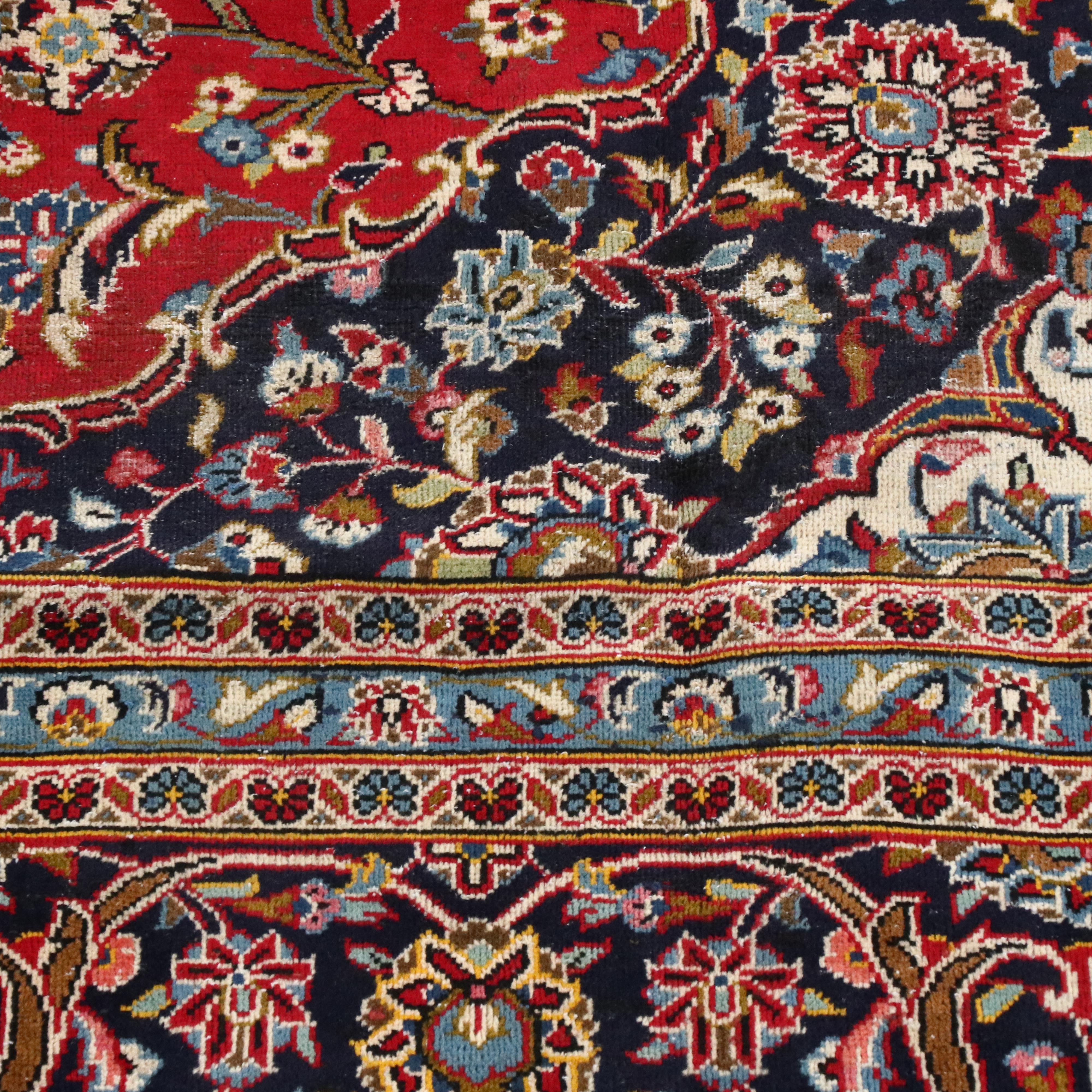 9'6 x 12'10 Hand-Knotted Persian Kashan Room Size Rug
