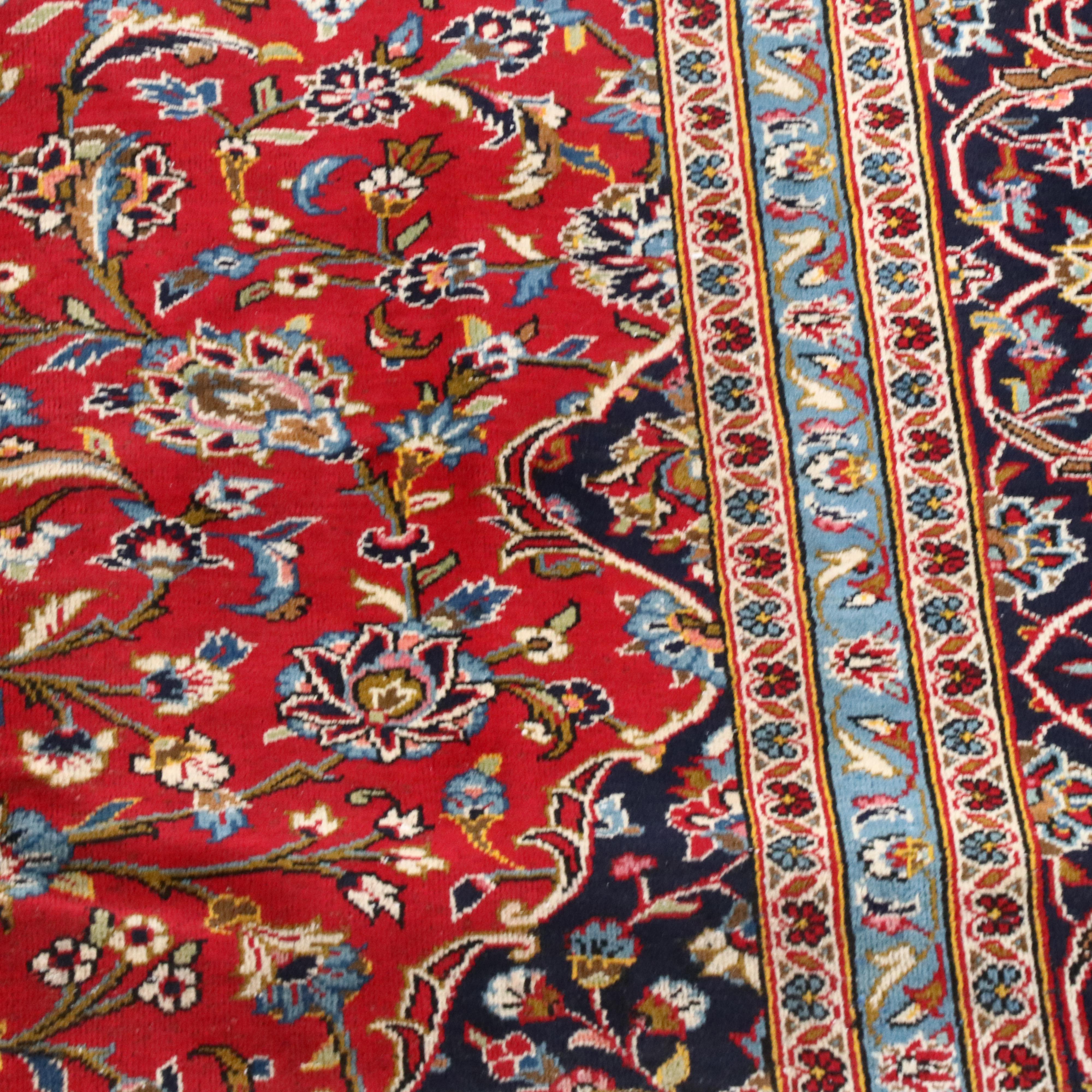 9'6 x 12'10 Hand-Knotted Persian Kashan Room Size Rug