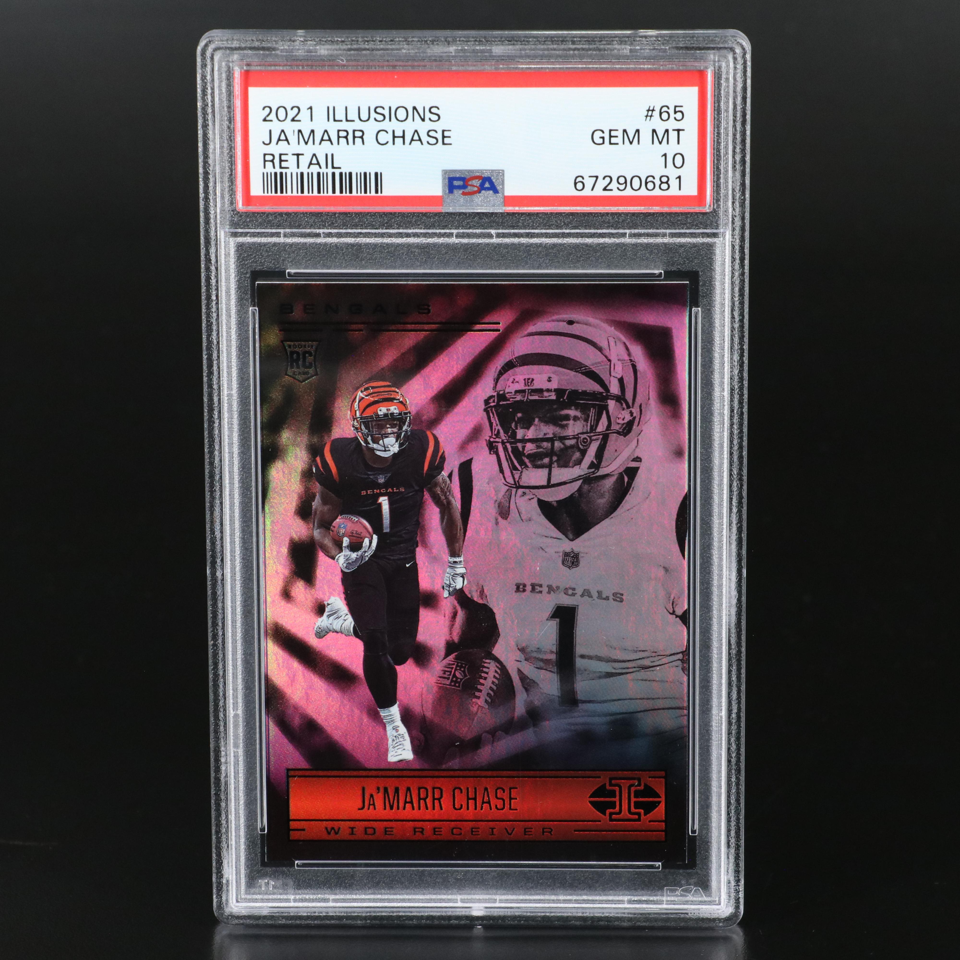 2021 Illusions Ja’Marr Chase Cincinnati Bengals Rookie Football Card PSA 10