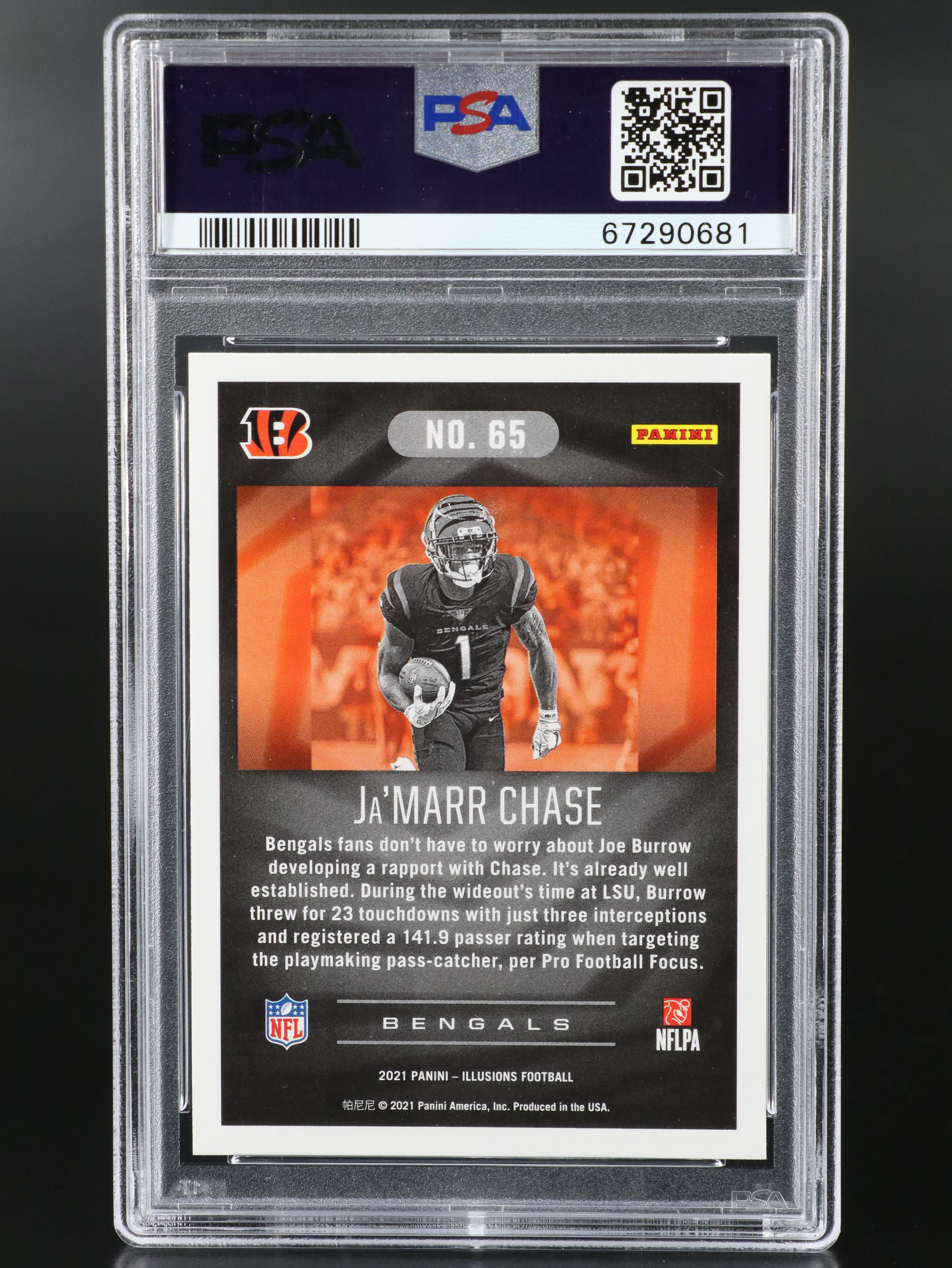 2021 Illusions Ja’Marr Chase Cincinnati Bengals Rookie Football Card PSA 10