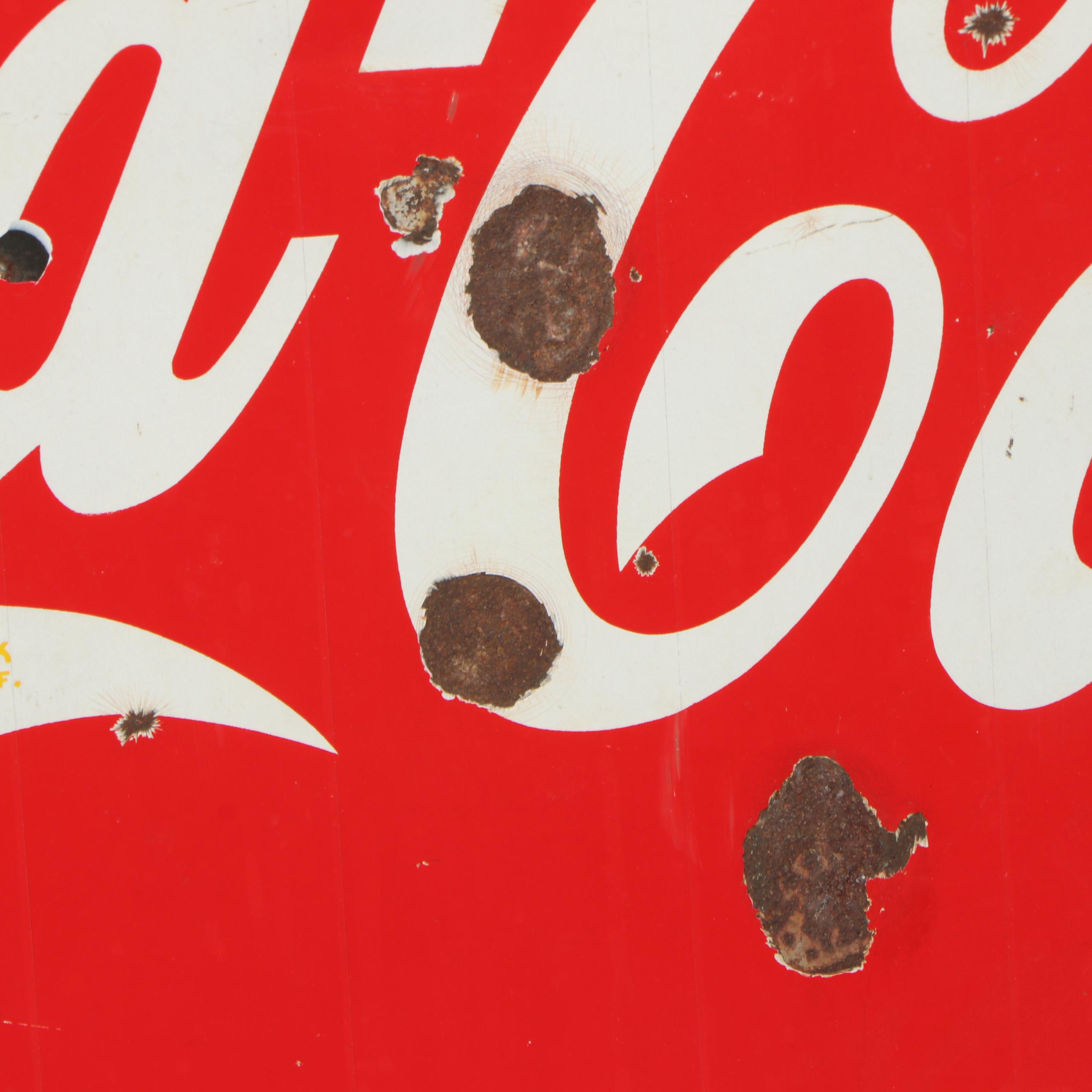 Coca-Cola Enameled Porcelain and Cast Iron Advertising Lollipop Sign, 1939