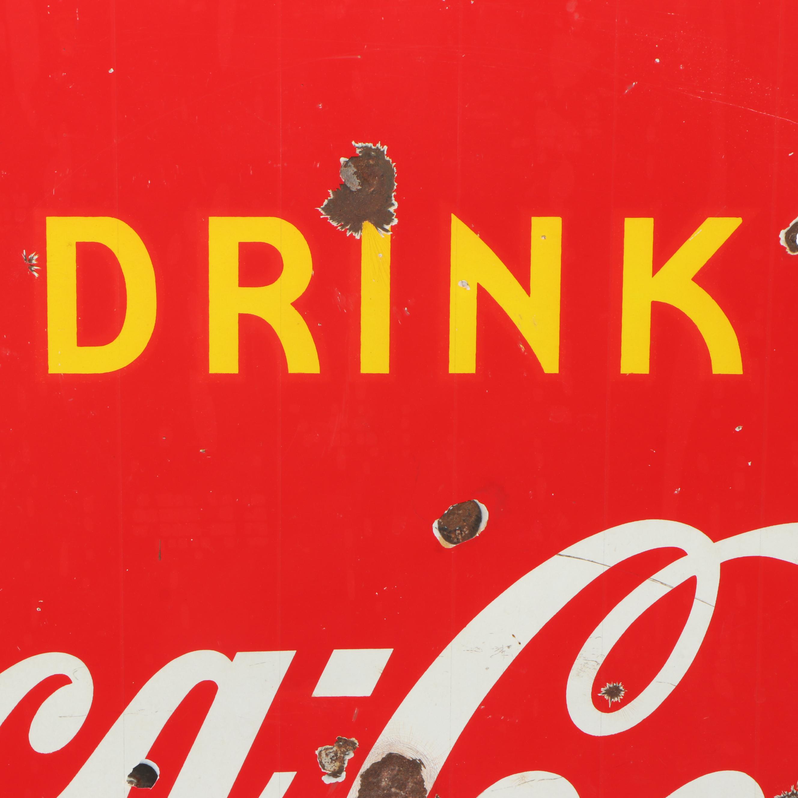 Coca-Cola Enameled Porcelain and Cast Iron Advertising Lollipop Sign, 1939