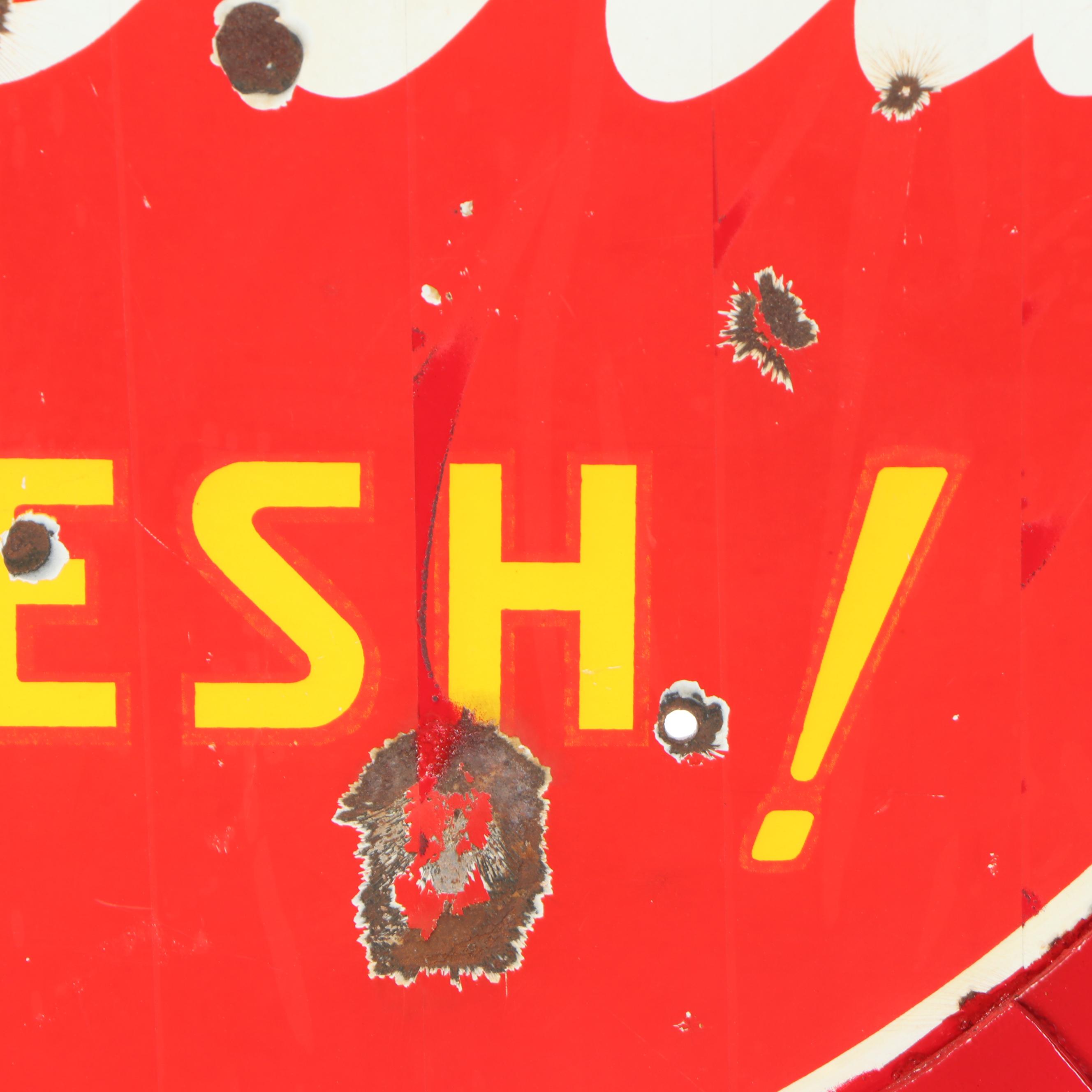 Coca-Cola Enameled Porcelain and Cast Iron Advertising Lollipop Sign, 1939