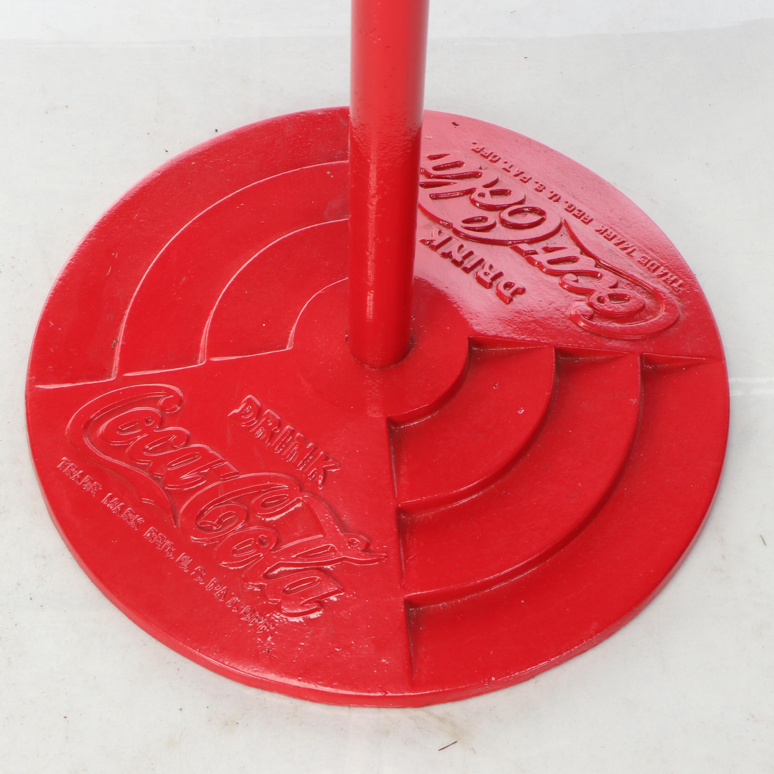 Coca-Cola Enameled Porcelain and Cast Iron Advertising Lollipop Sign, 1939