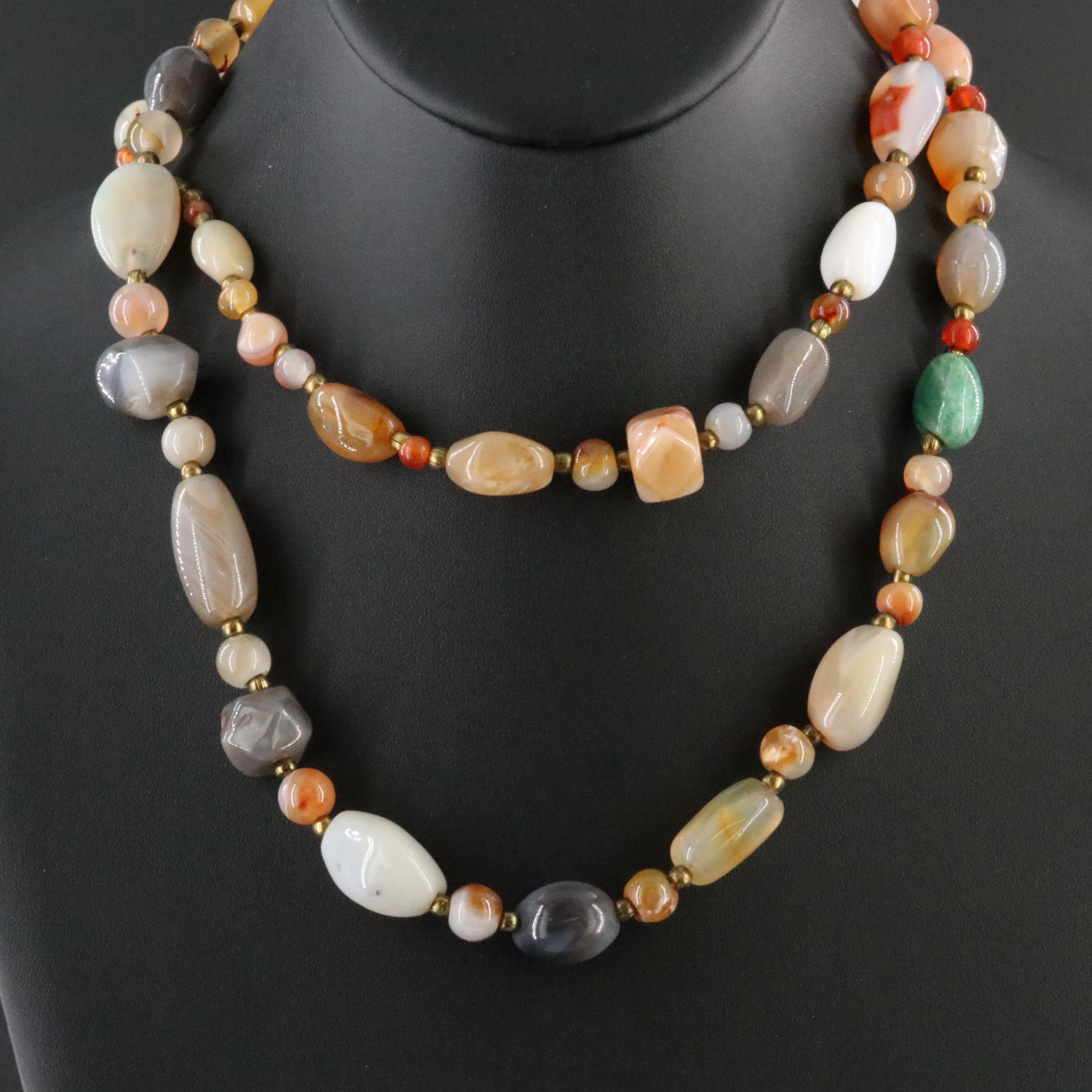 Agate and Aventurine Bead Necklace