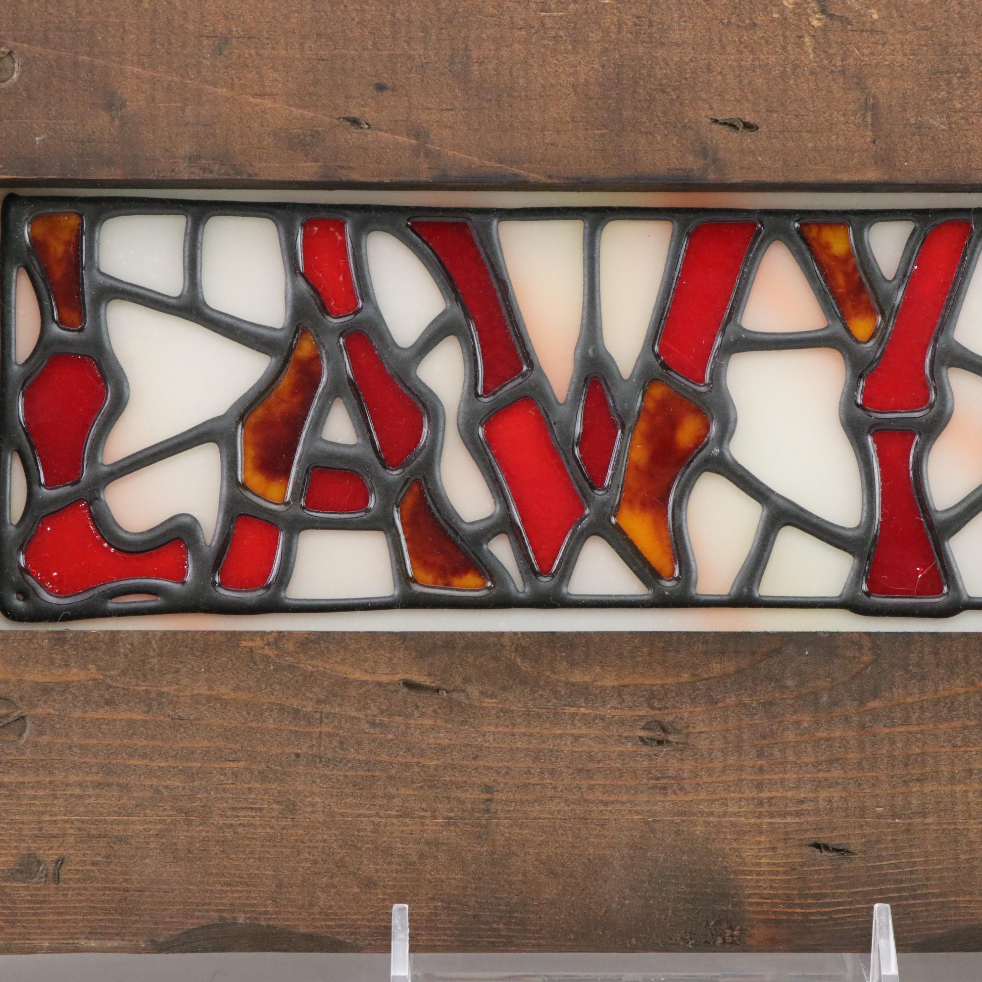 Cowboy Leather-Base Ashtray With Slag Glass Lawyer Placard