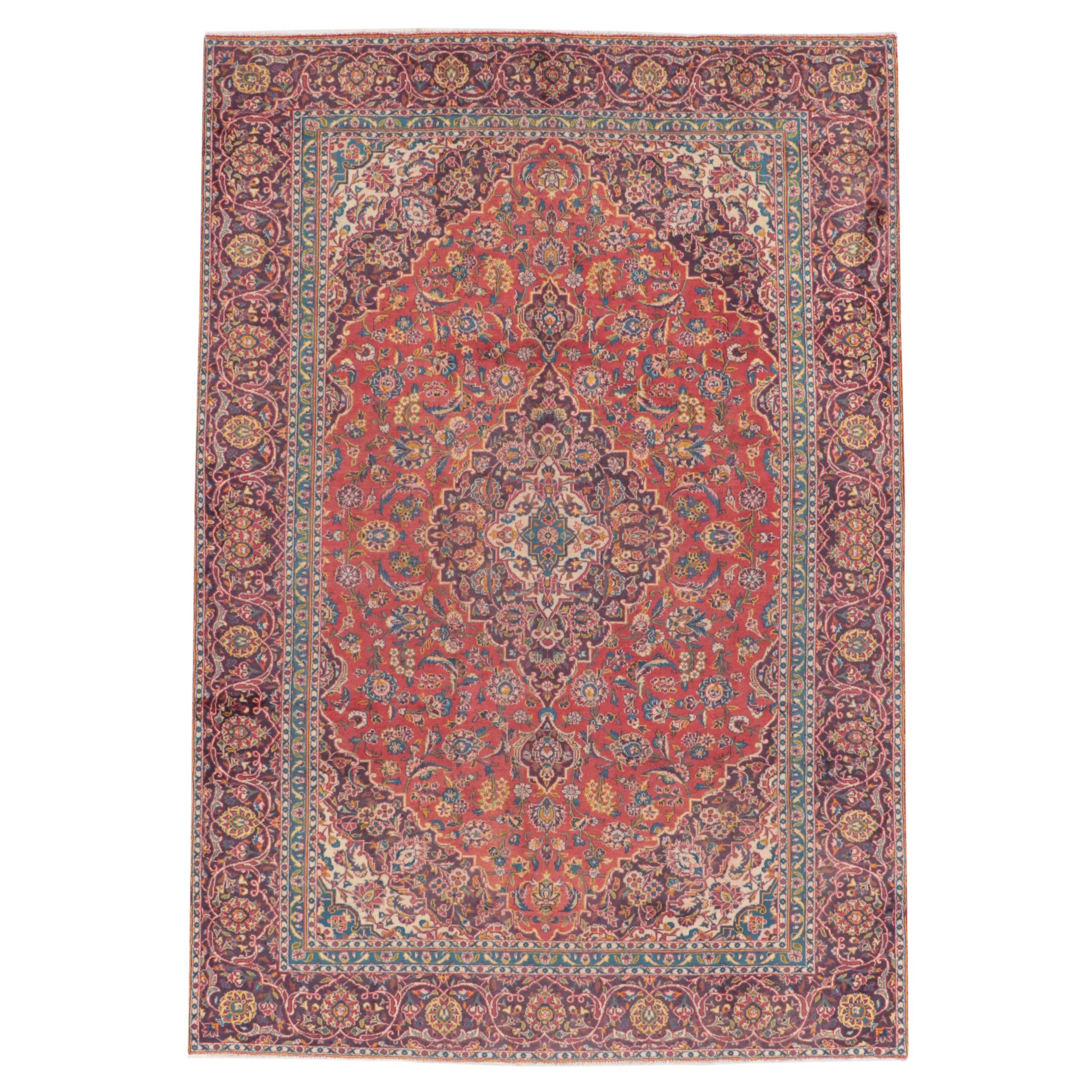 7'3 x 10'11 Hand-Knotted Persian Kashan Area Rug