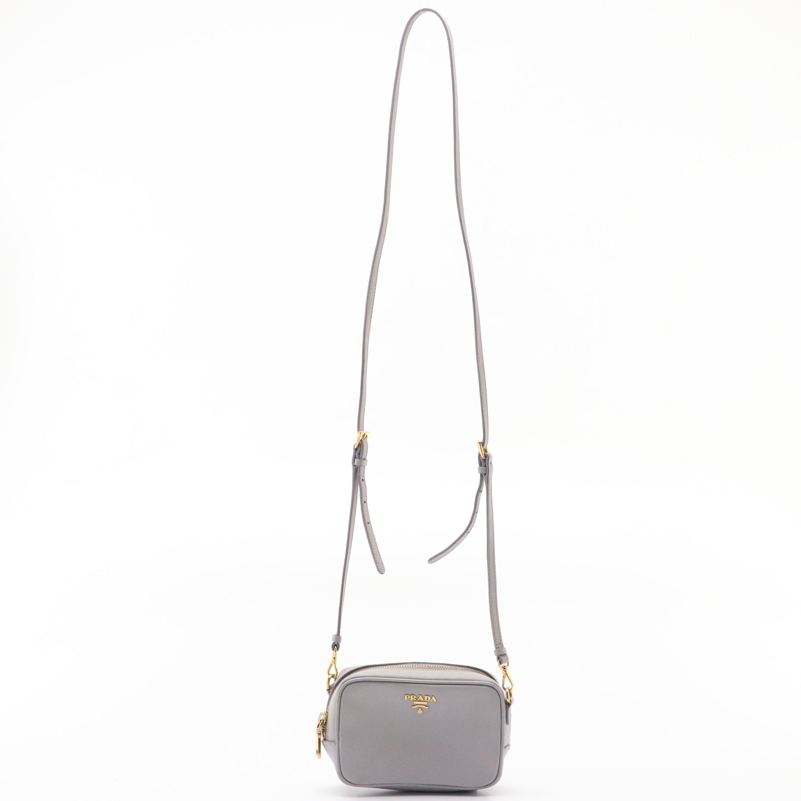 Prada Mini Zippered Crossbody Bag in Dusty Lilac Saffiano Leather