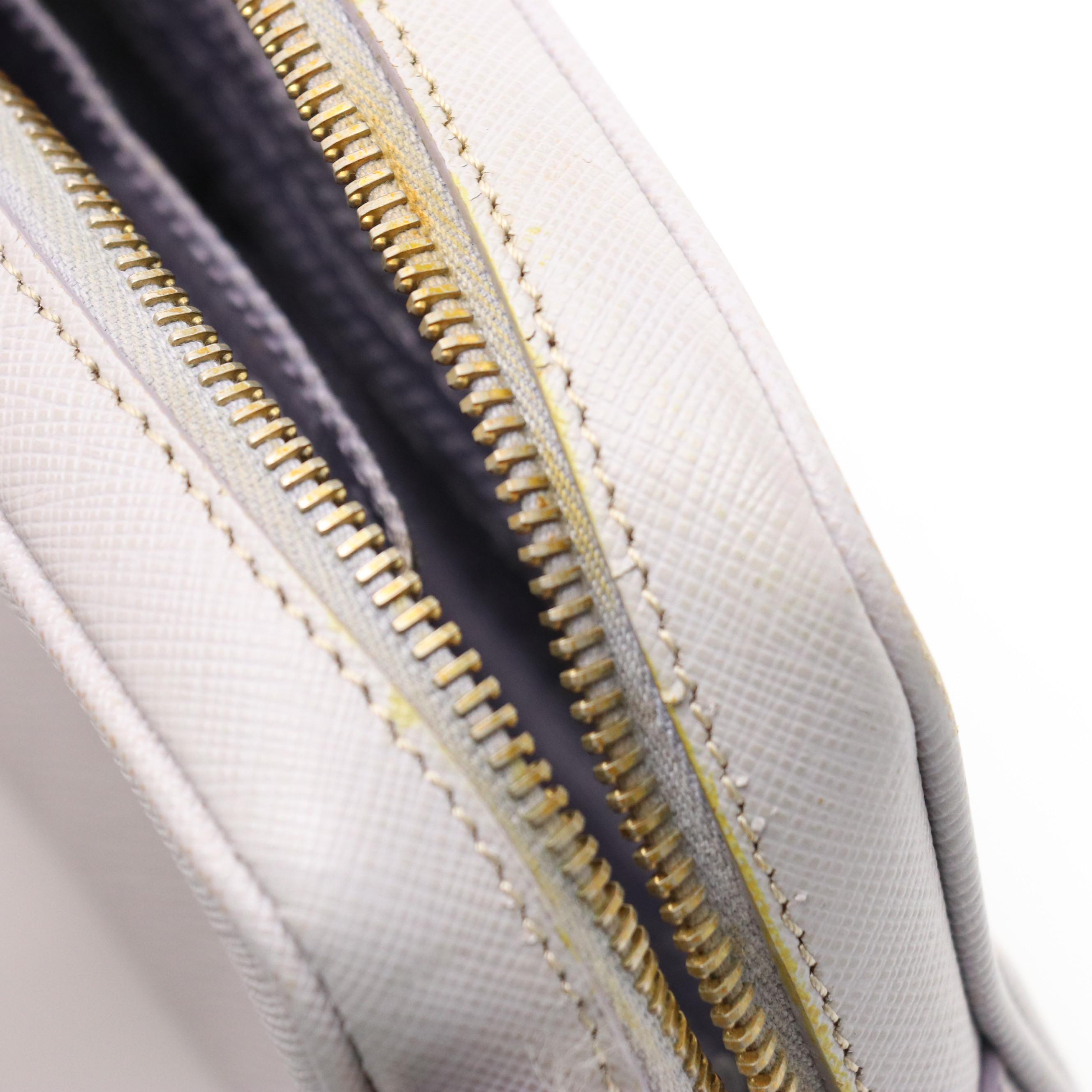 Prada Mini Zippered Crossbody Bag in Dusty Lilac Saffiano Leather