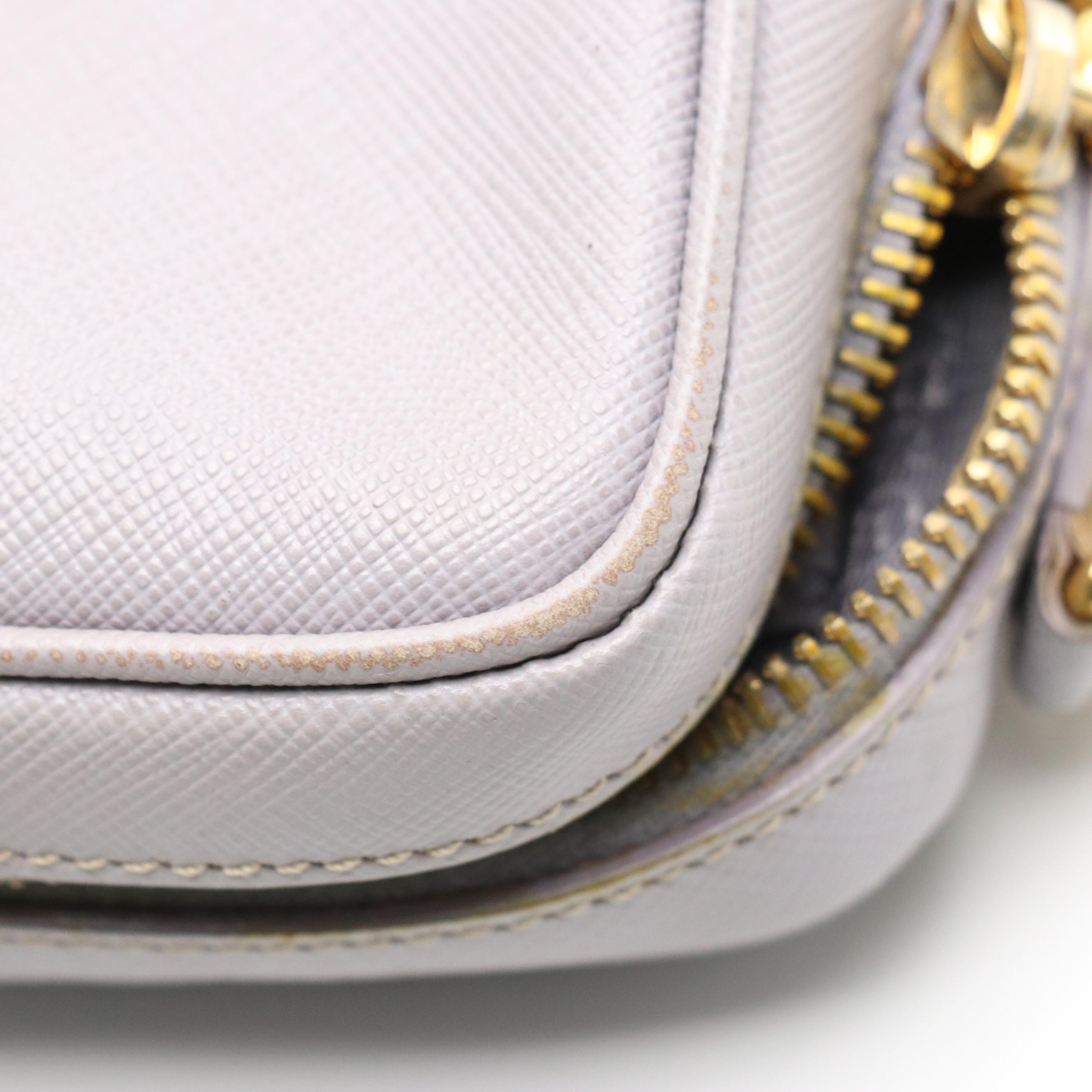 Prada Mini Zippered Crossbody Bag in Dusty Lilac Saffiano Leather