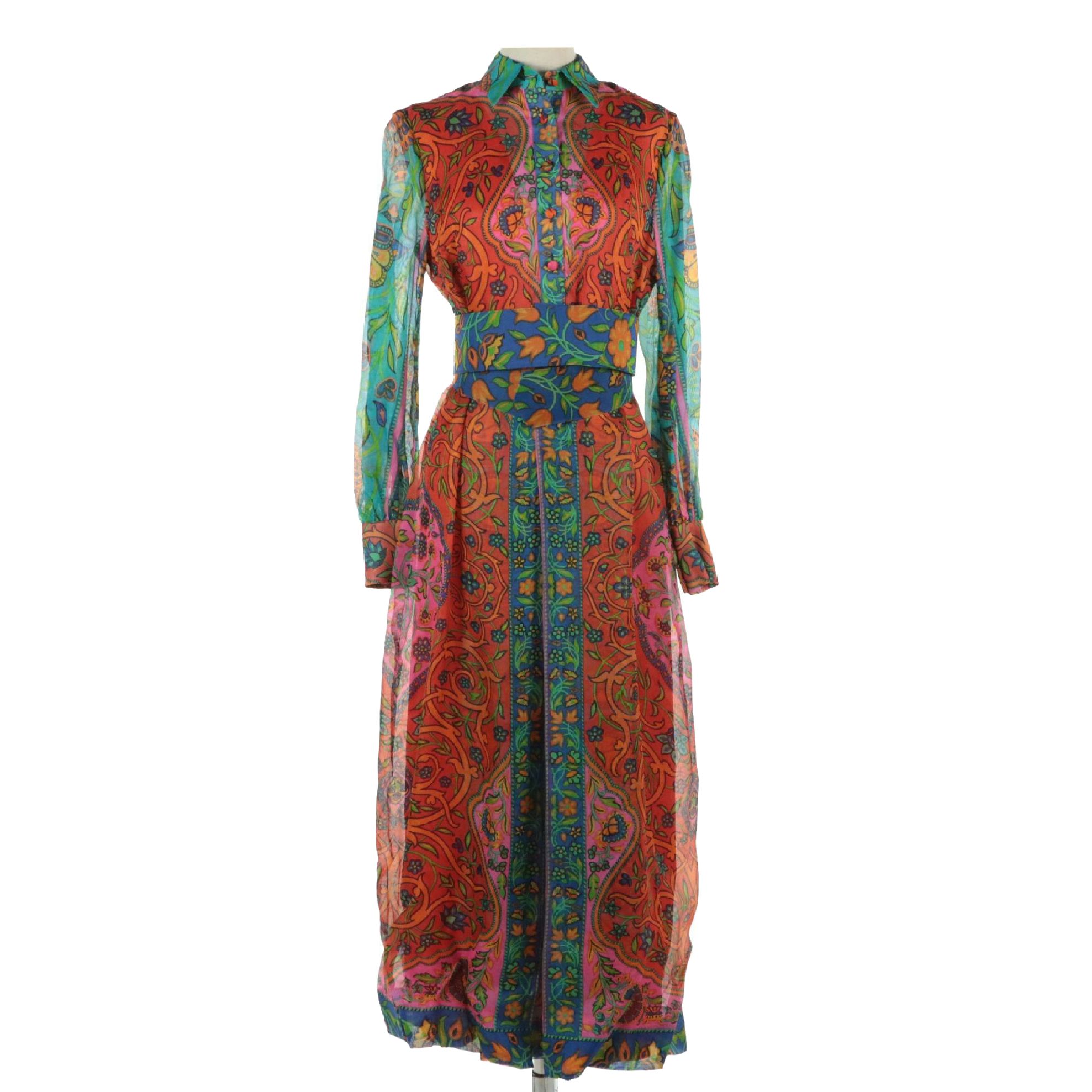 Stanner München Long Sleeve Maxi Dress in Mixed Floral Print Cotton Organdie