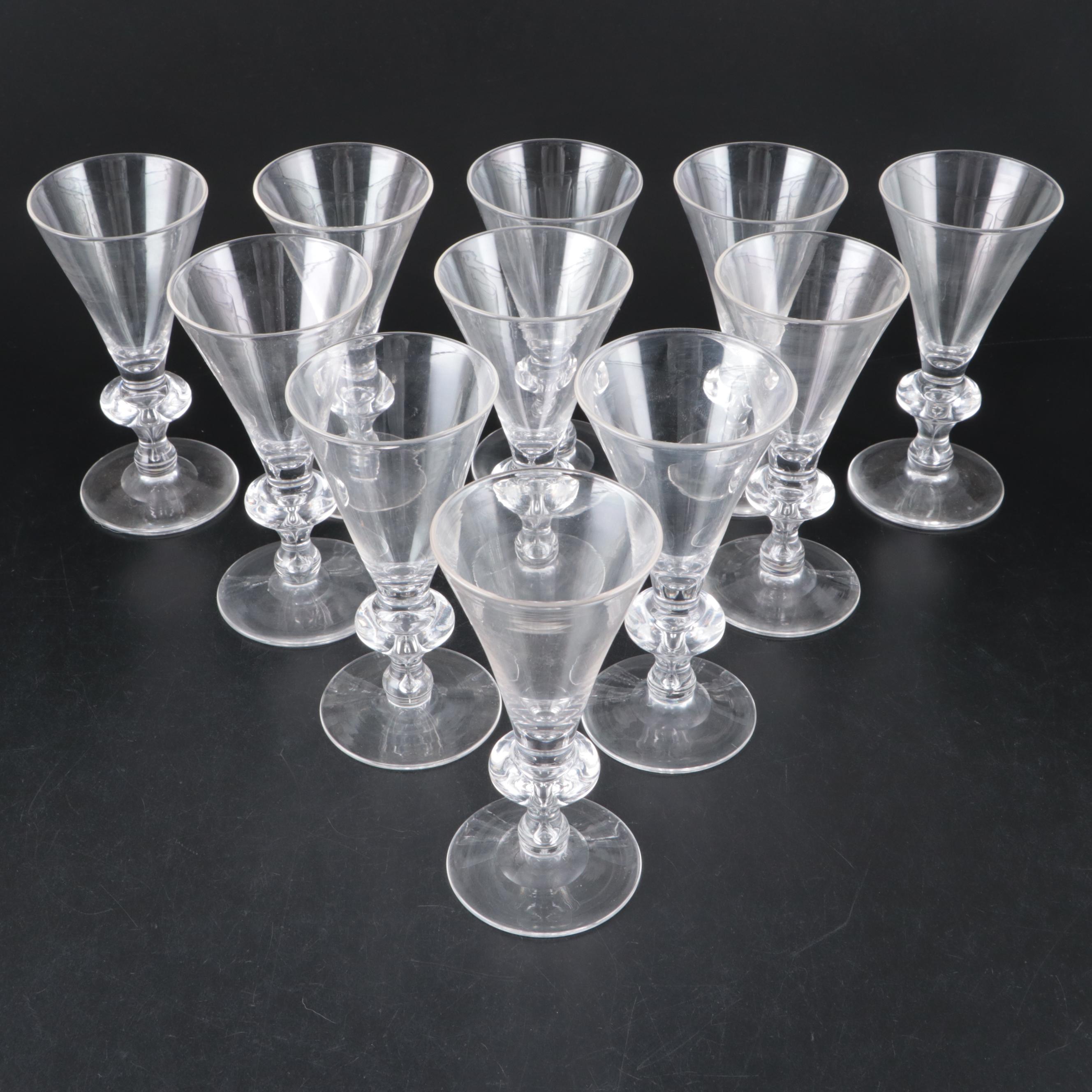 Steuben Art Glass Trumpet Shape Champagne Coupes and Red Wine Glasses