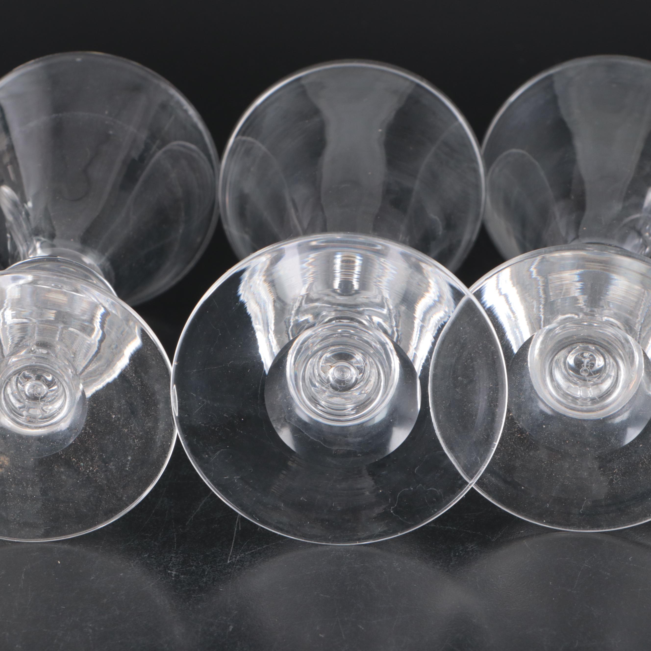 Steuben Art Glass Trumpet Shape Champagne Coupes and Red Wine Glasses