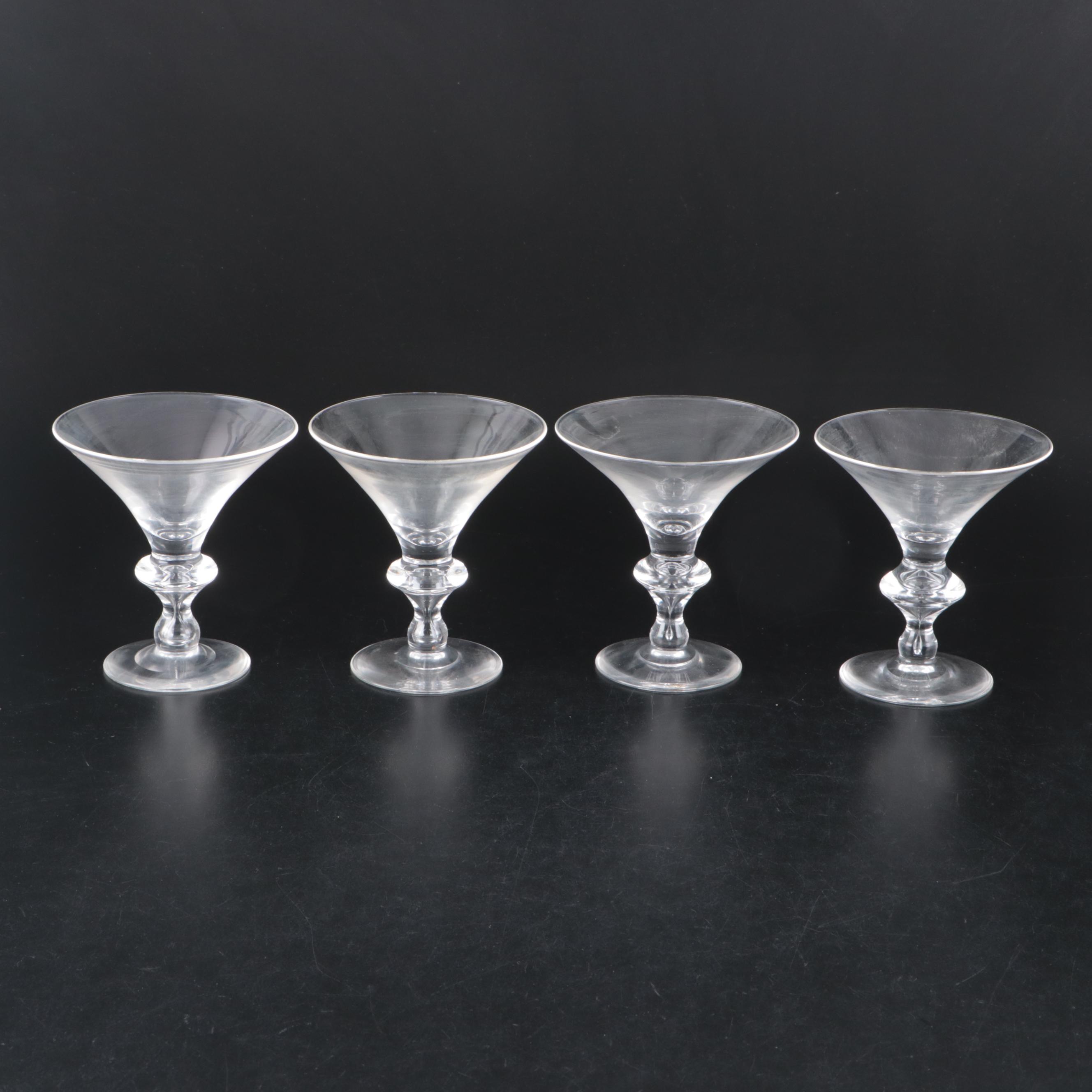 Steuben Art Glass Trumpet Shape Champagne Coupes and Red Wine Glasses