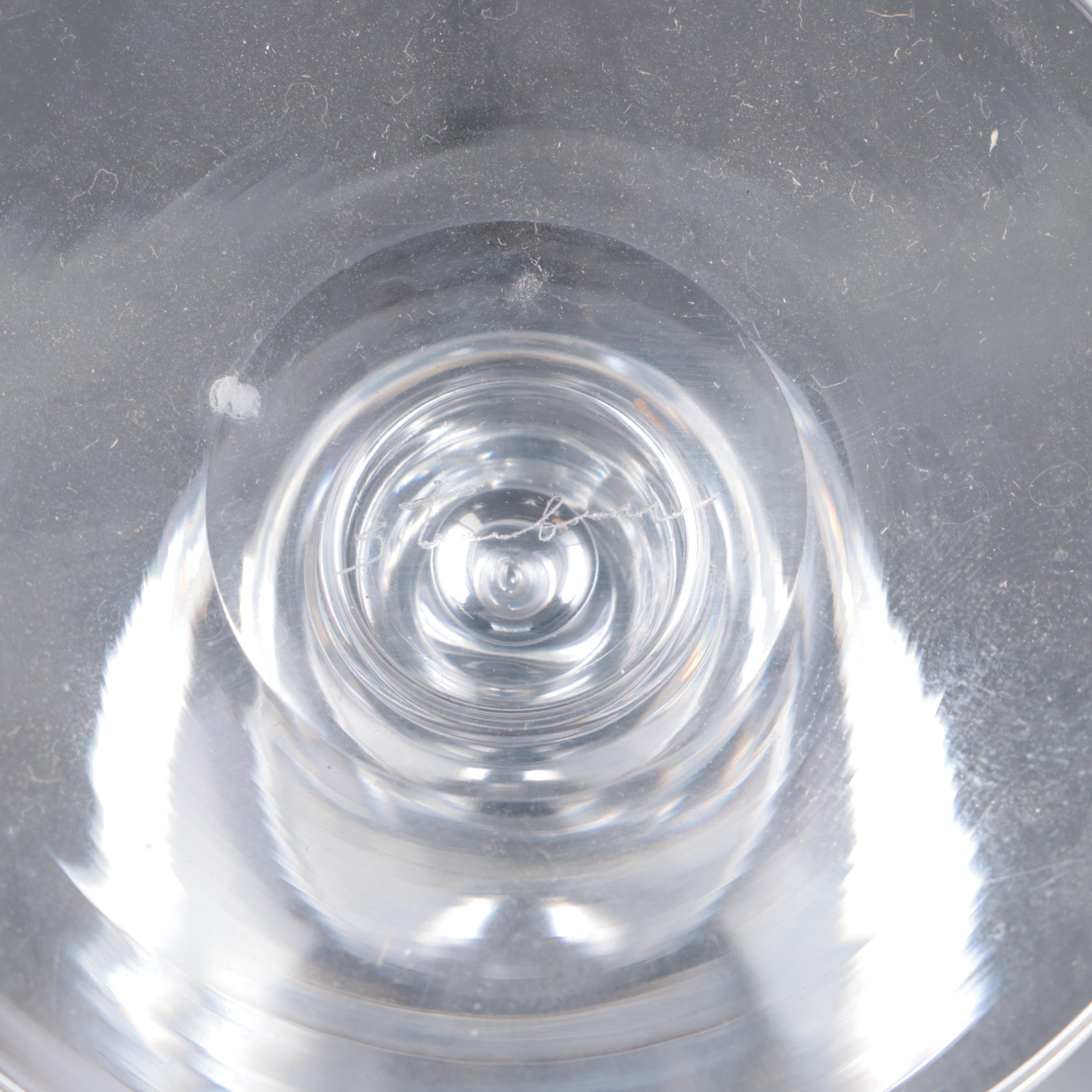 Steuben Art Glass Trumpet Shape Champagne Coupes and Red Wine Glasses