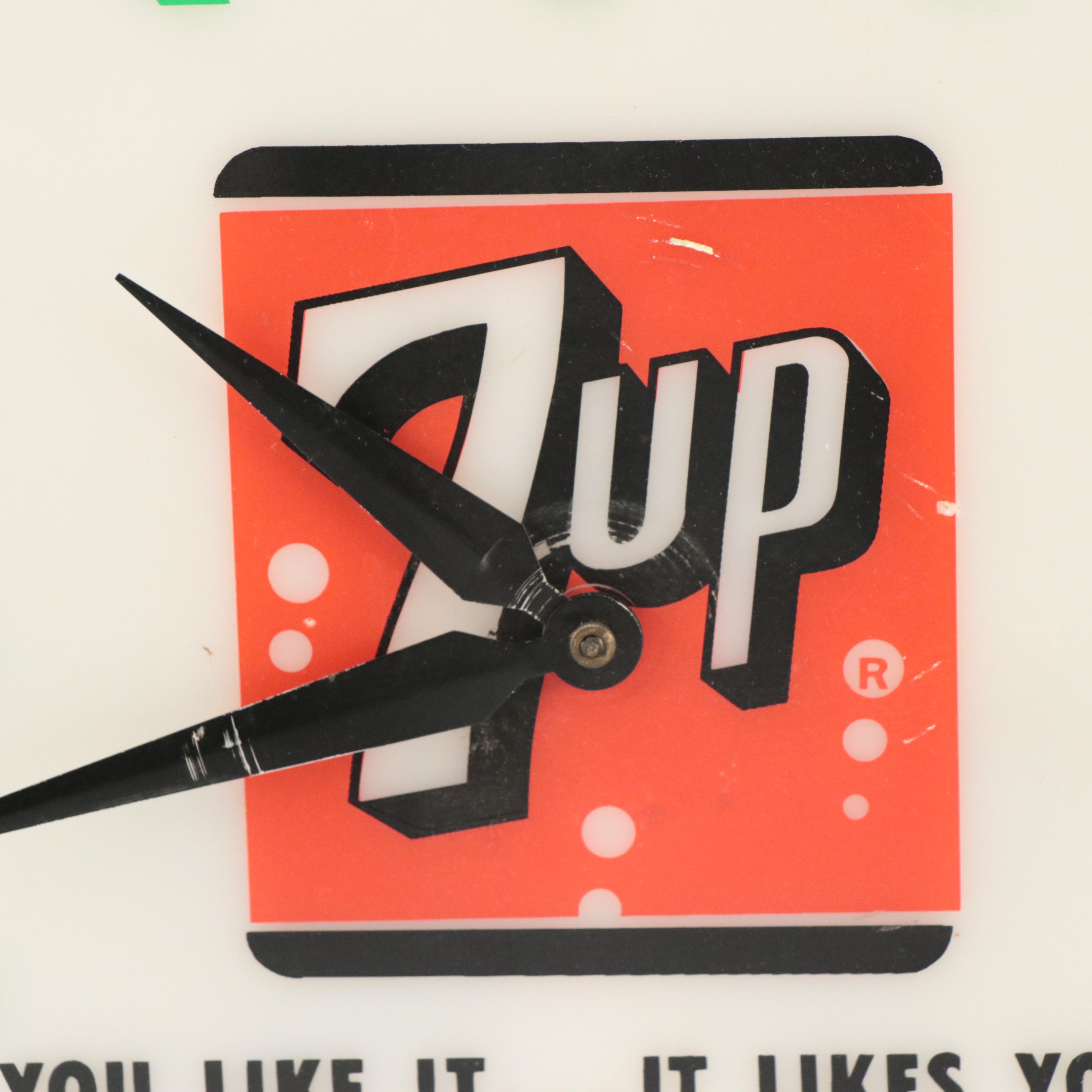 7UP "You Like It…It Likes You" Illuminated Advertising Clock, 1960s