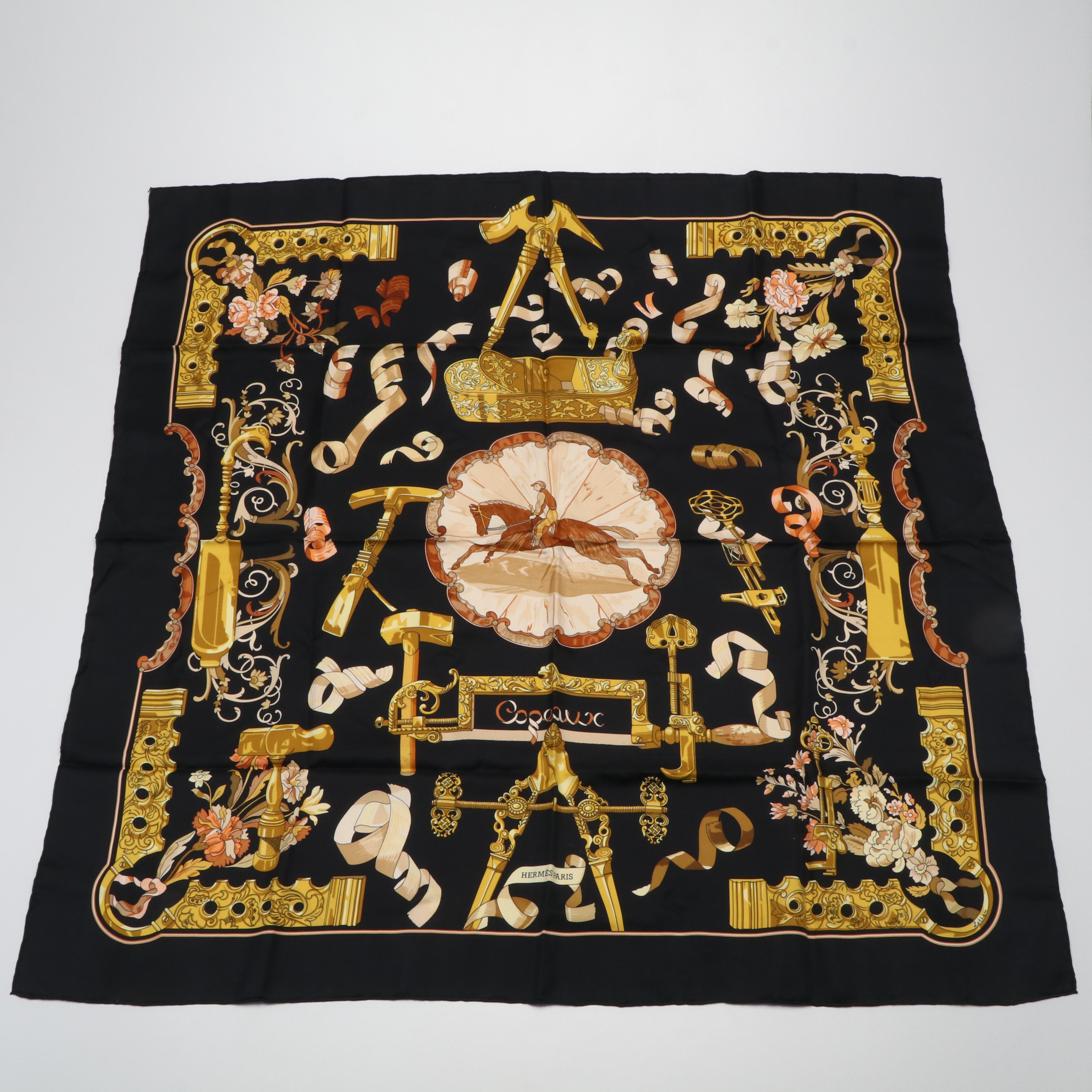 Hermès "Copeaux" Silk Twill Scarf